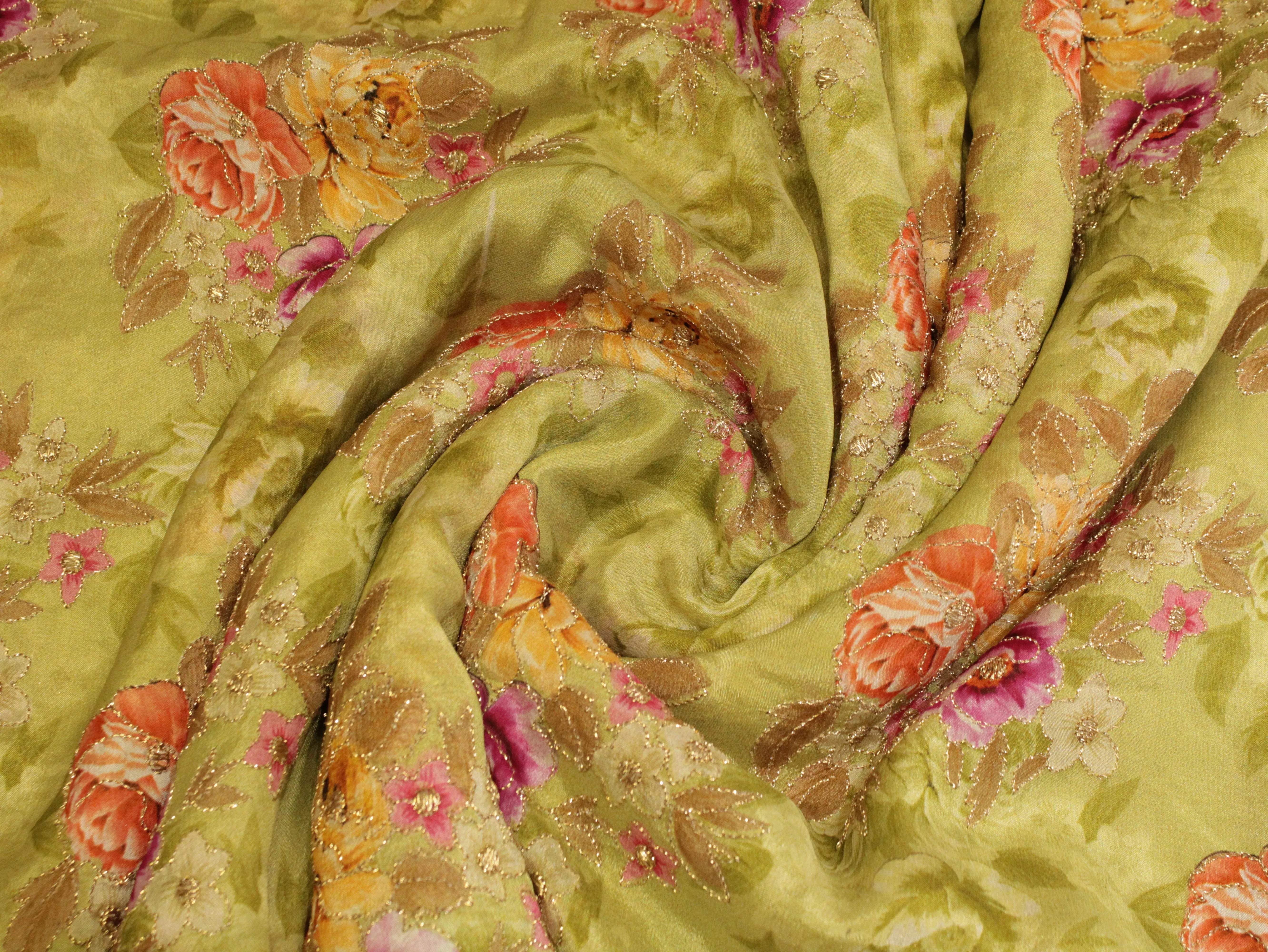 Premium Digital Print with position work Chinon Fabric - Pista - M'Foks