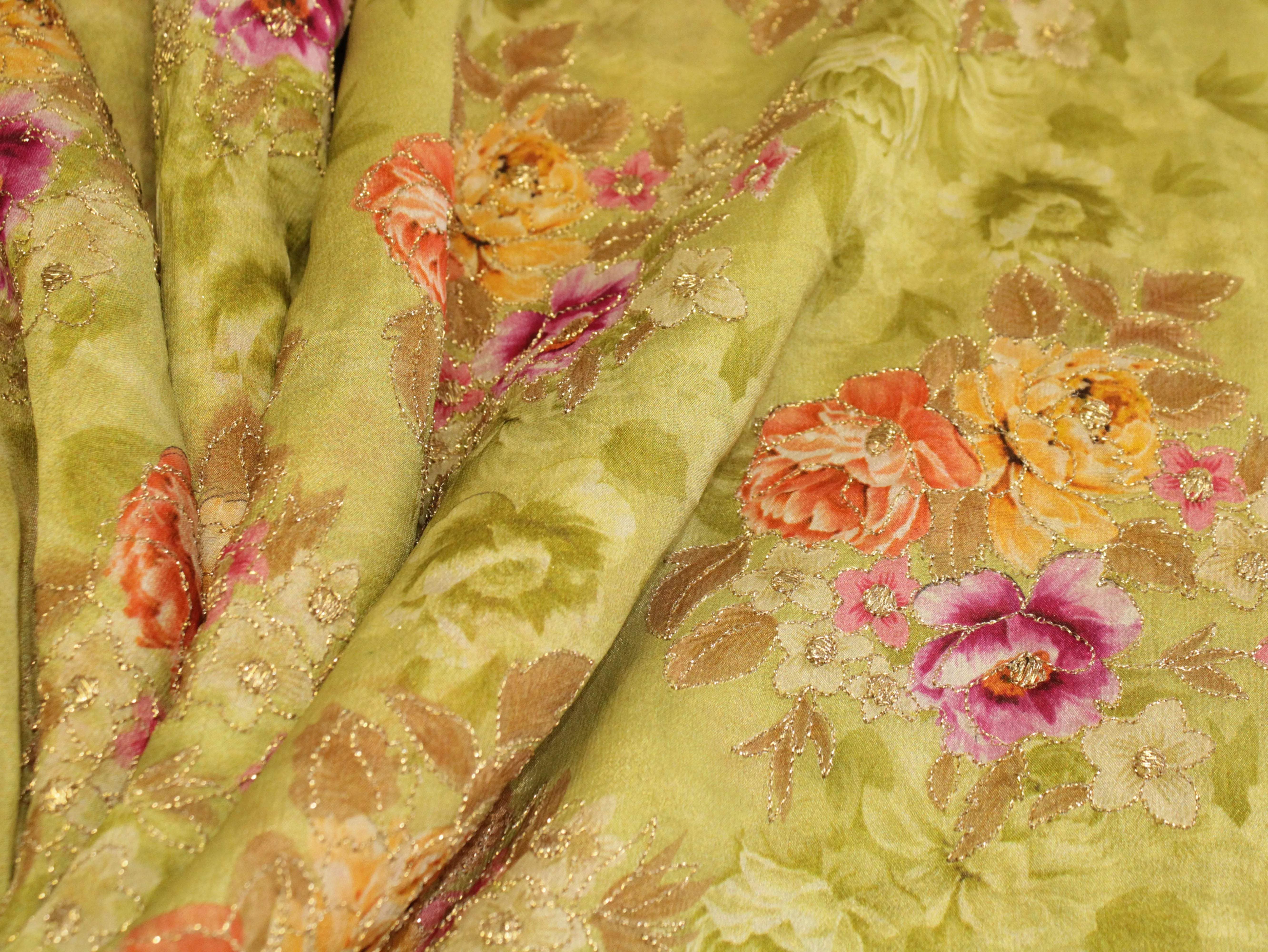 Premium Digital Print with position work Chinon Fabric - Pista - M'Foks