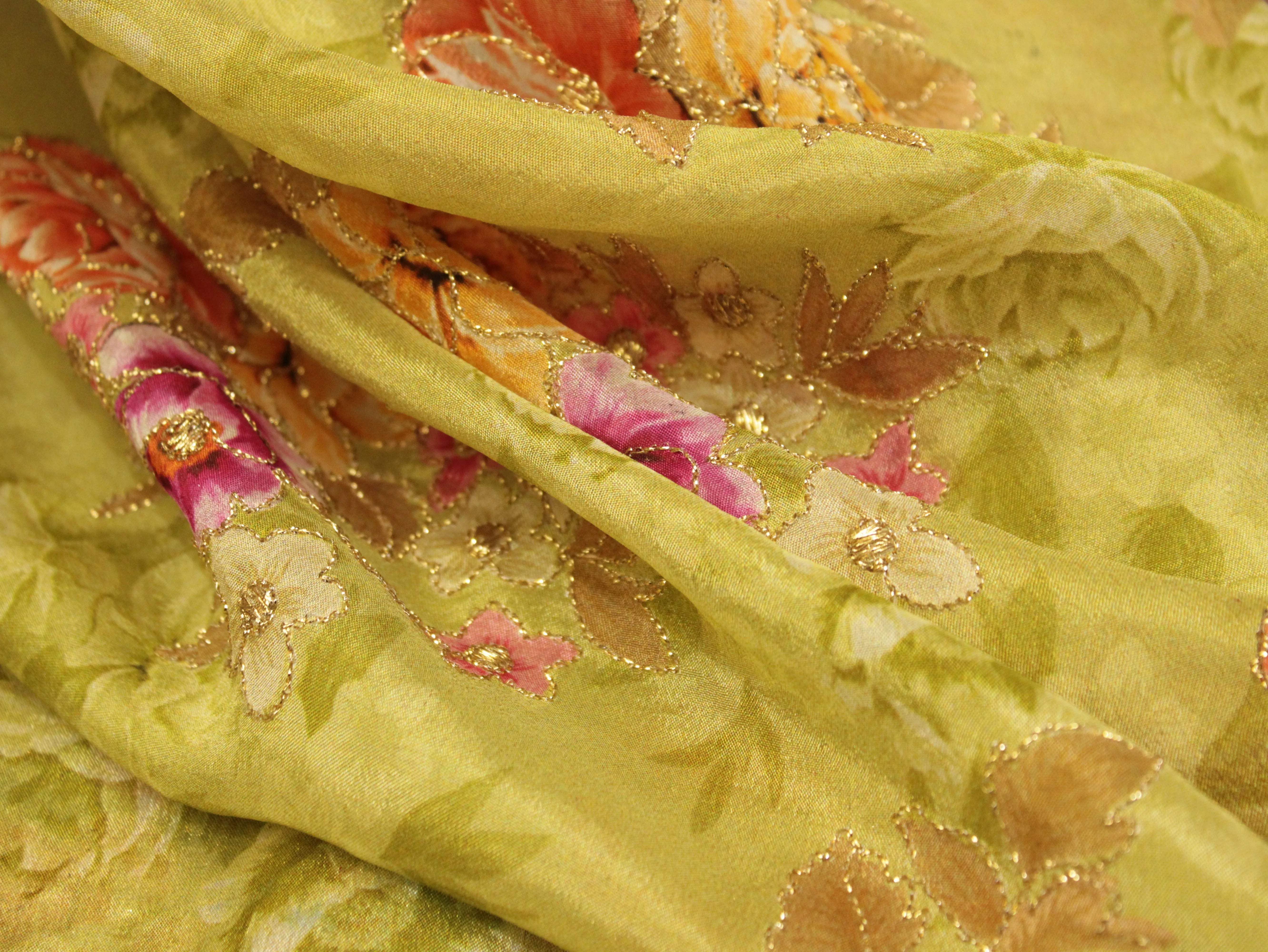 Premium Digital Print with position work Chinon Fabric - Pista - M'Foks