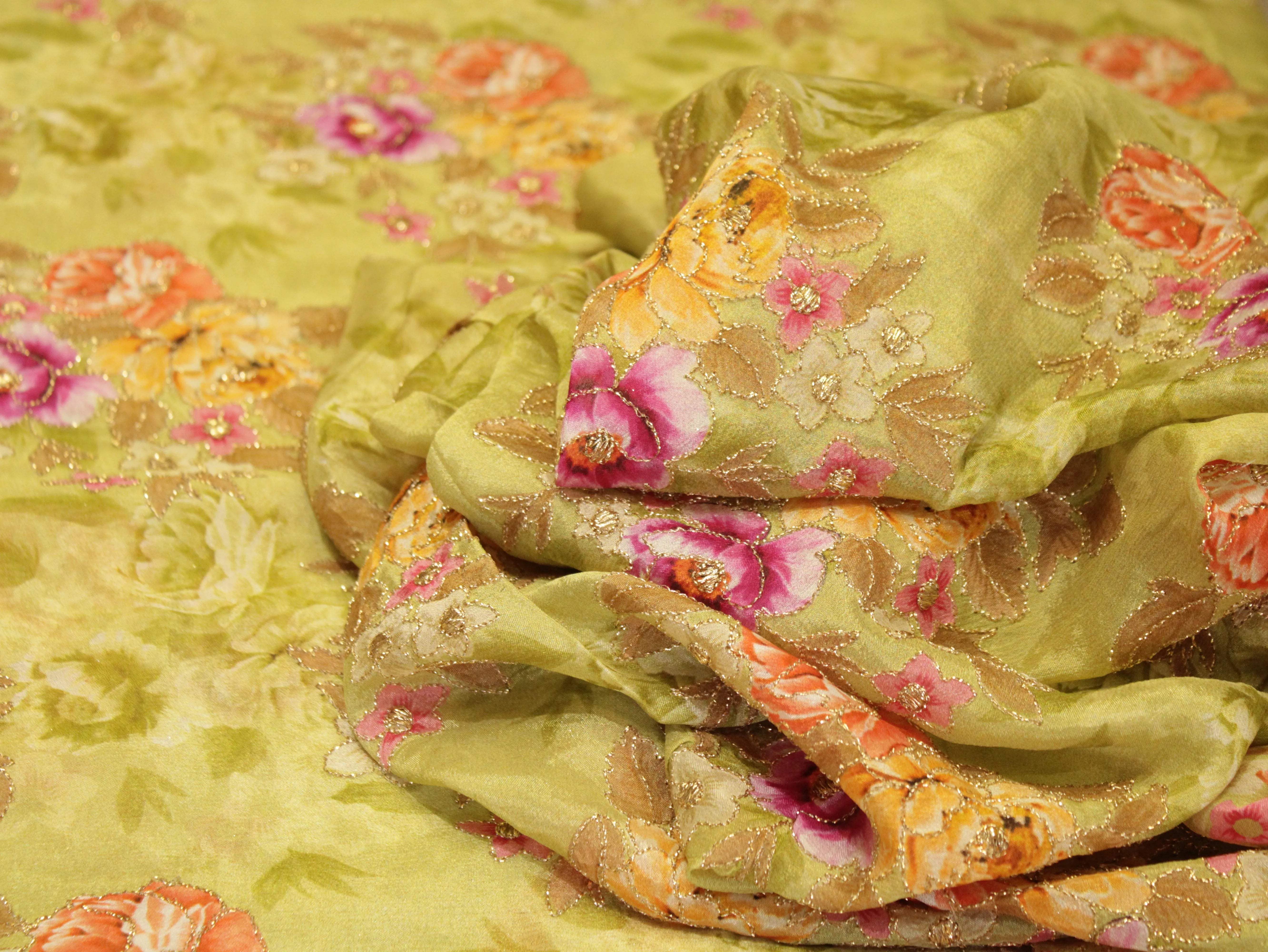 Premium Digital Print with position work Chinon Fabric - Pista - M'Foks