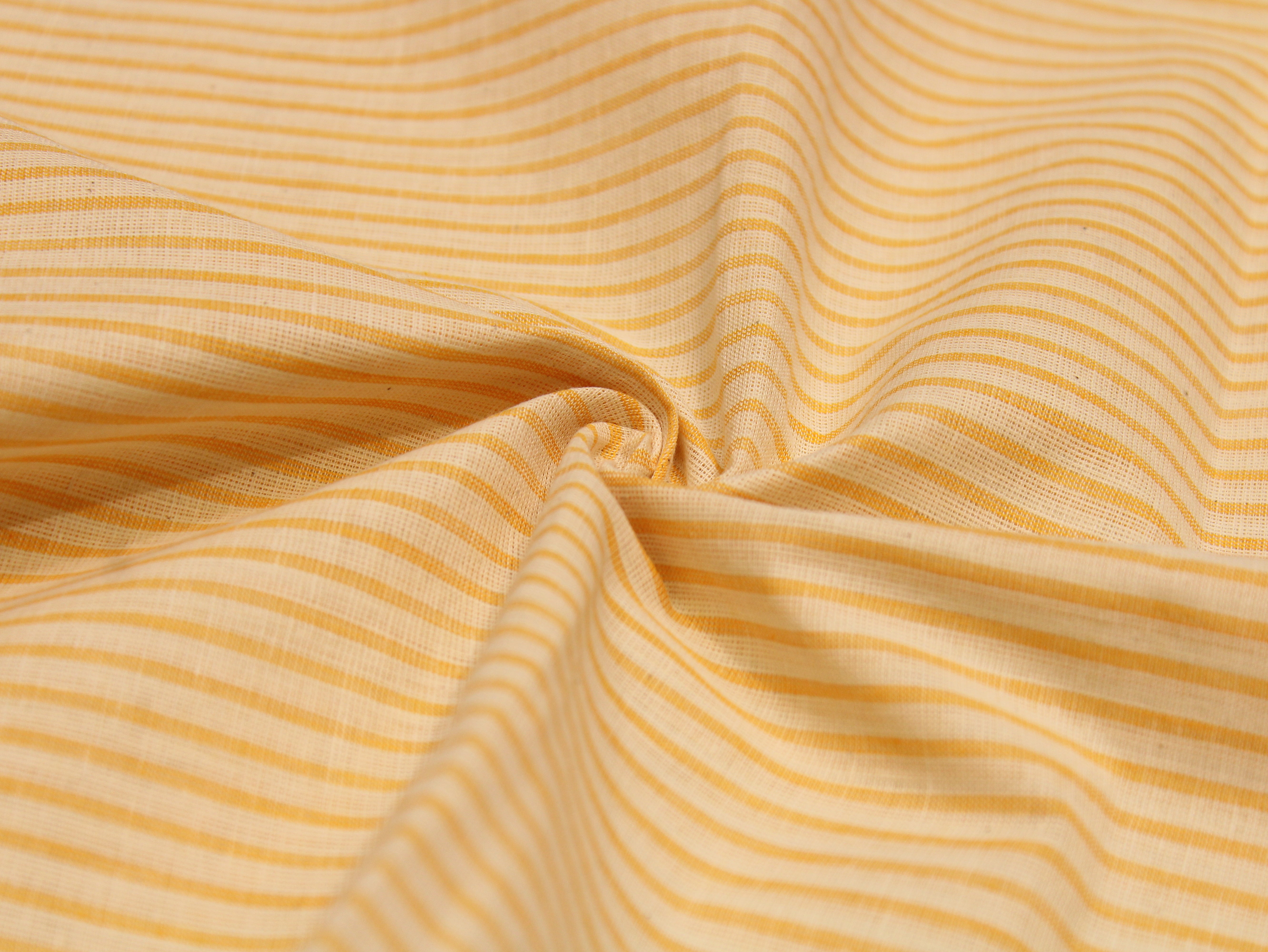Non-Washed Pure Cotton Yarn Dyed Striped Fabric 44 Inch | Yellow & Cream Stripes