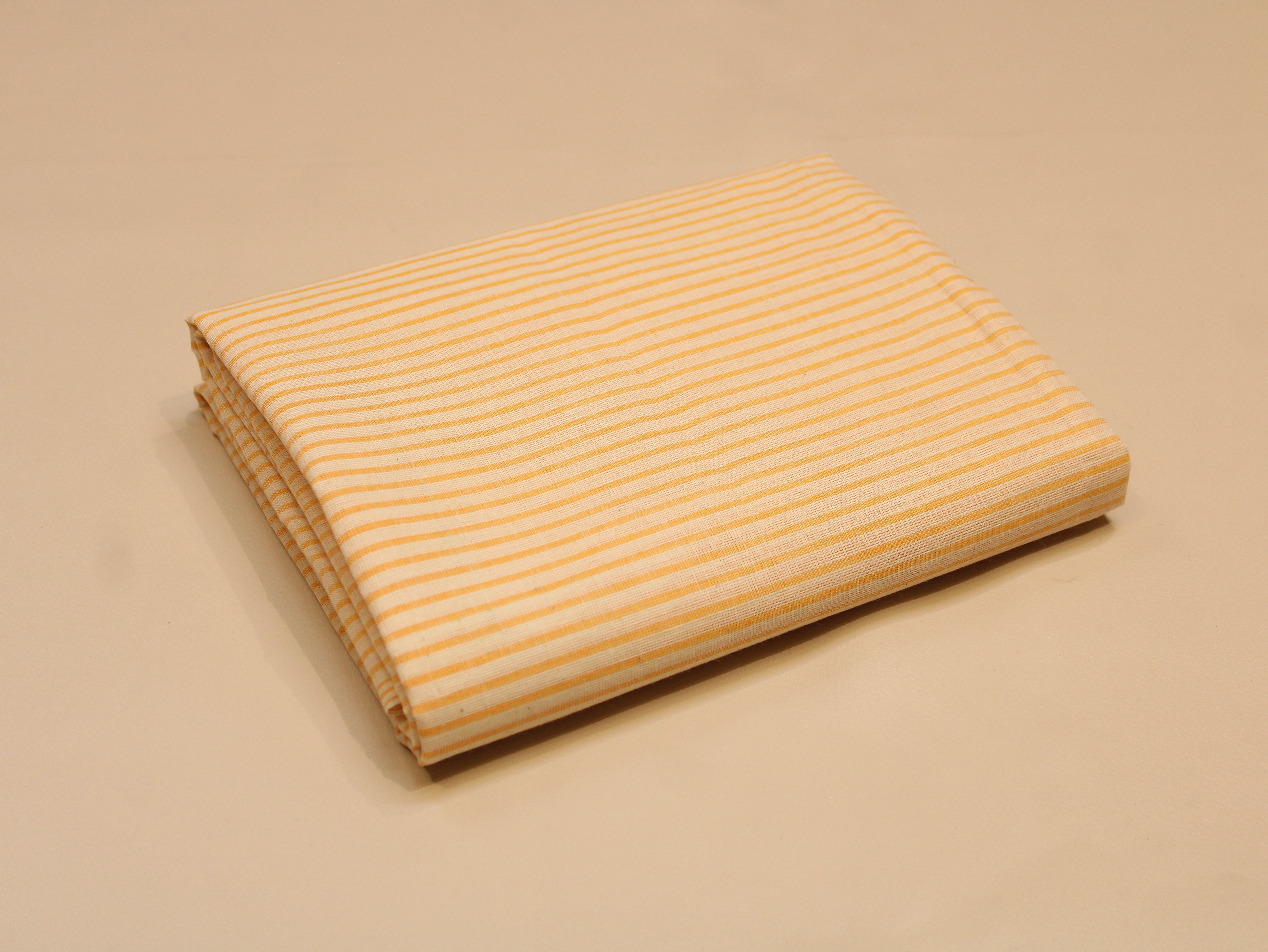 Non-Washed Pure Cotton Yarn Dyed Striped Fabric 44 Inch | Yellow & Cream Stripes