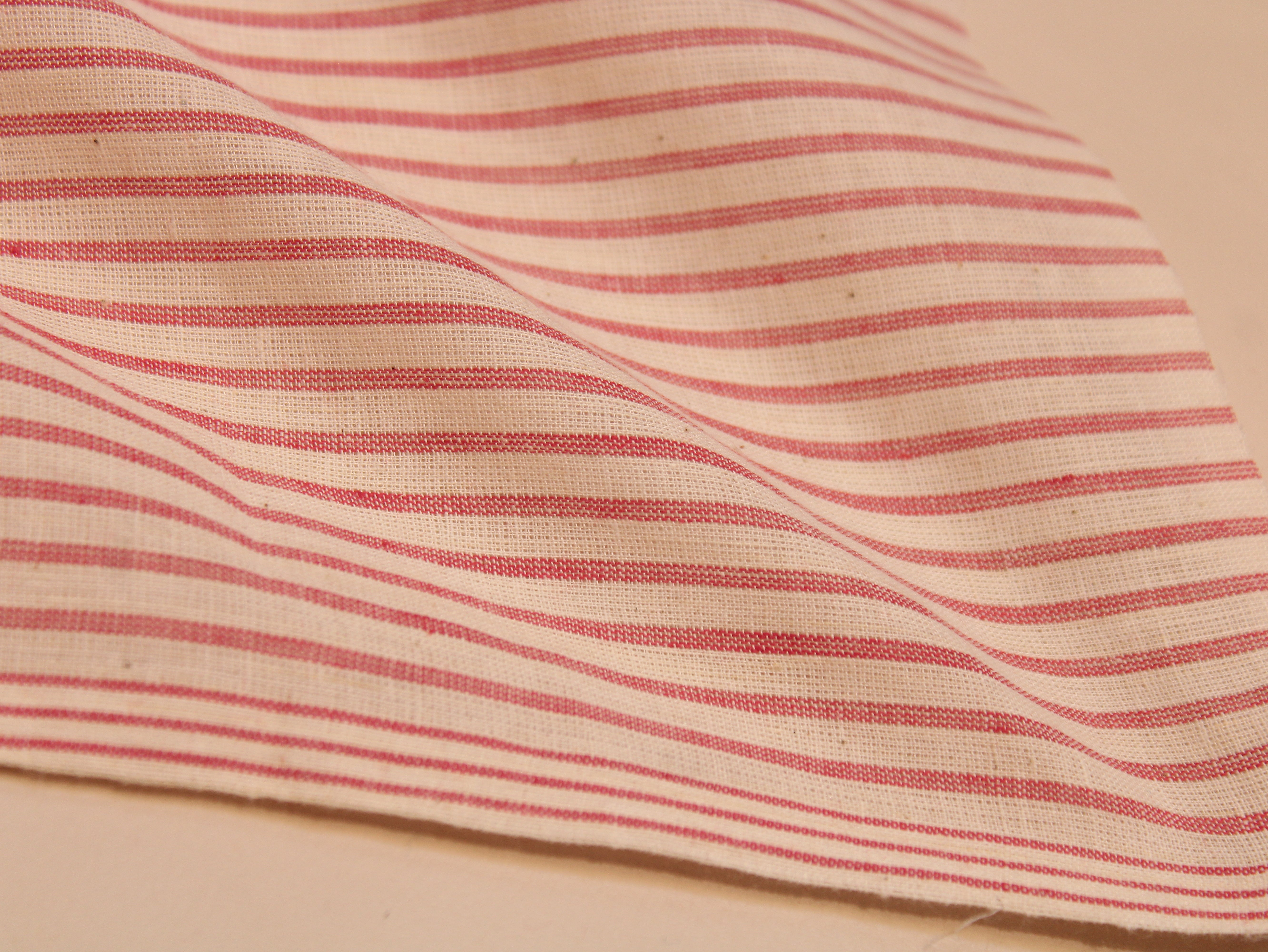 Non-Washed Pure Cotton Yarn Dyed Striped Fabric 44 Inch | Peach & Cream Stripes