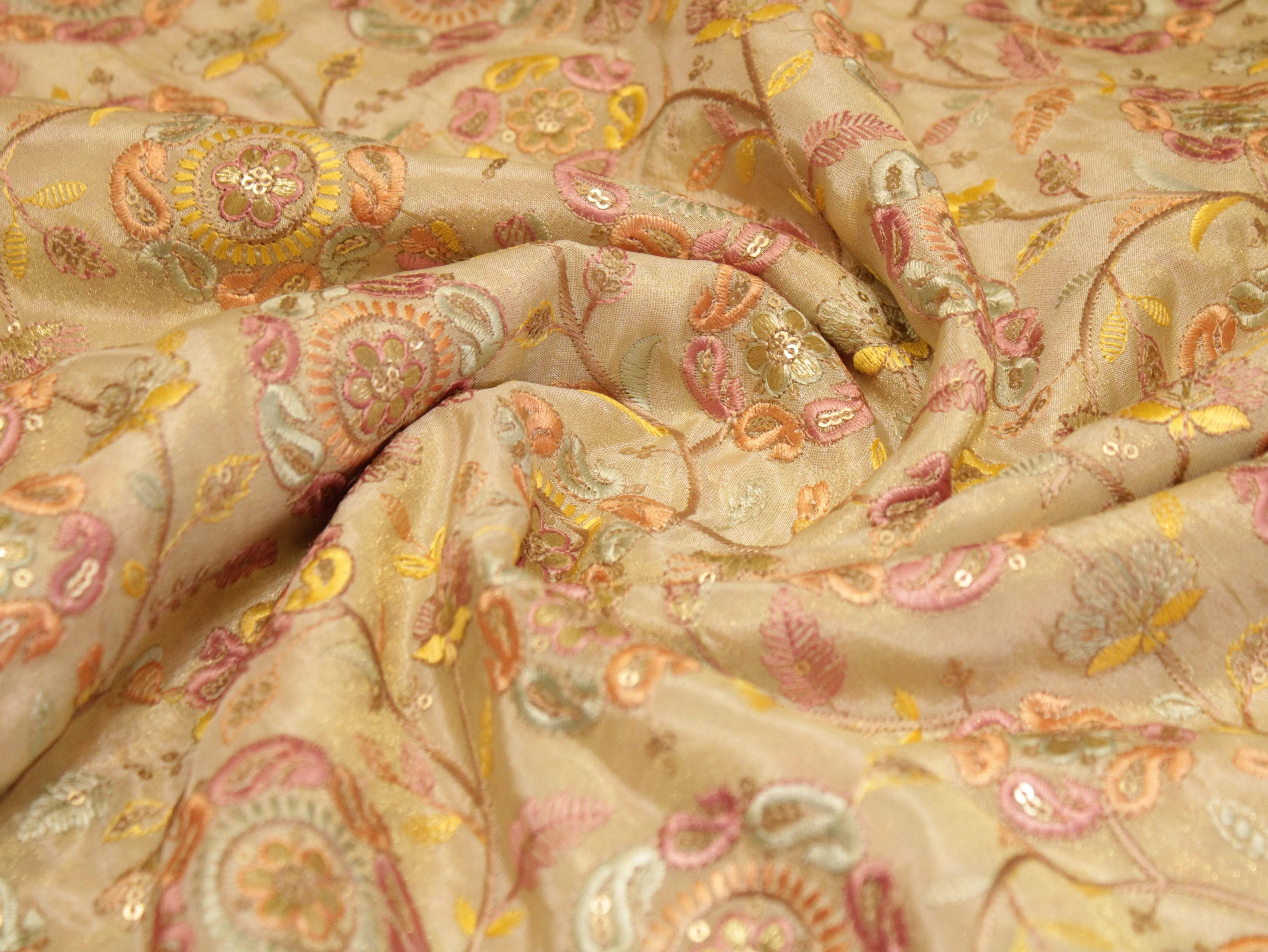 Premium Pure Tissue Fabric with Rich Thread Work - M'Foks