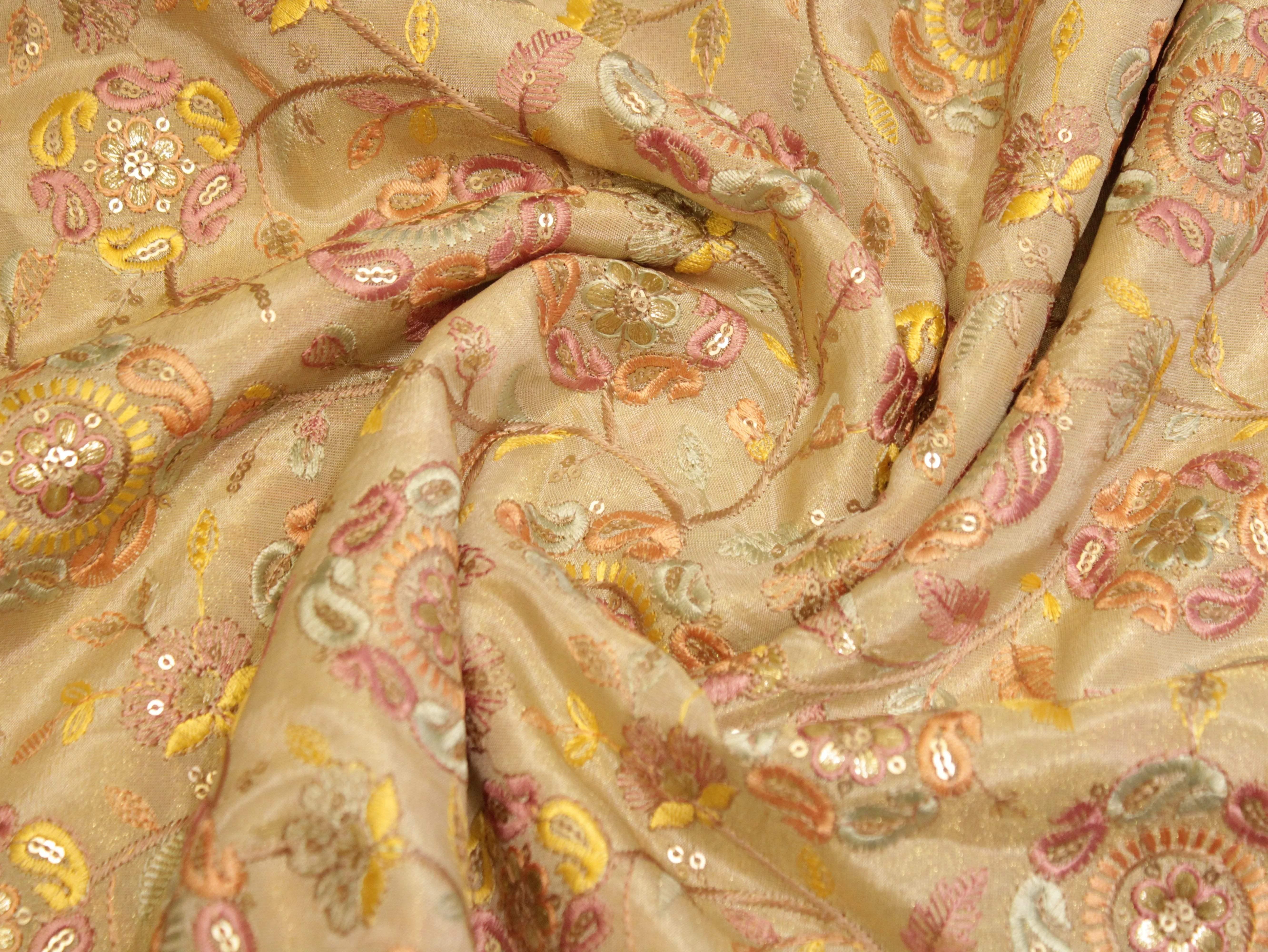 Premium Pure Tissue Fabric with Rich Thread Work - M'Foks