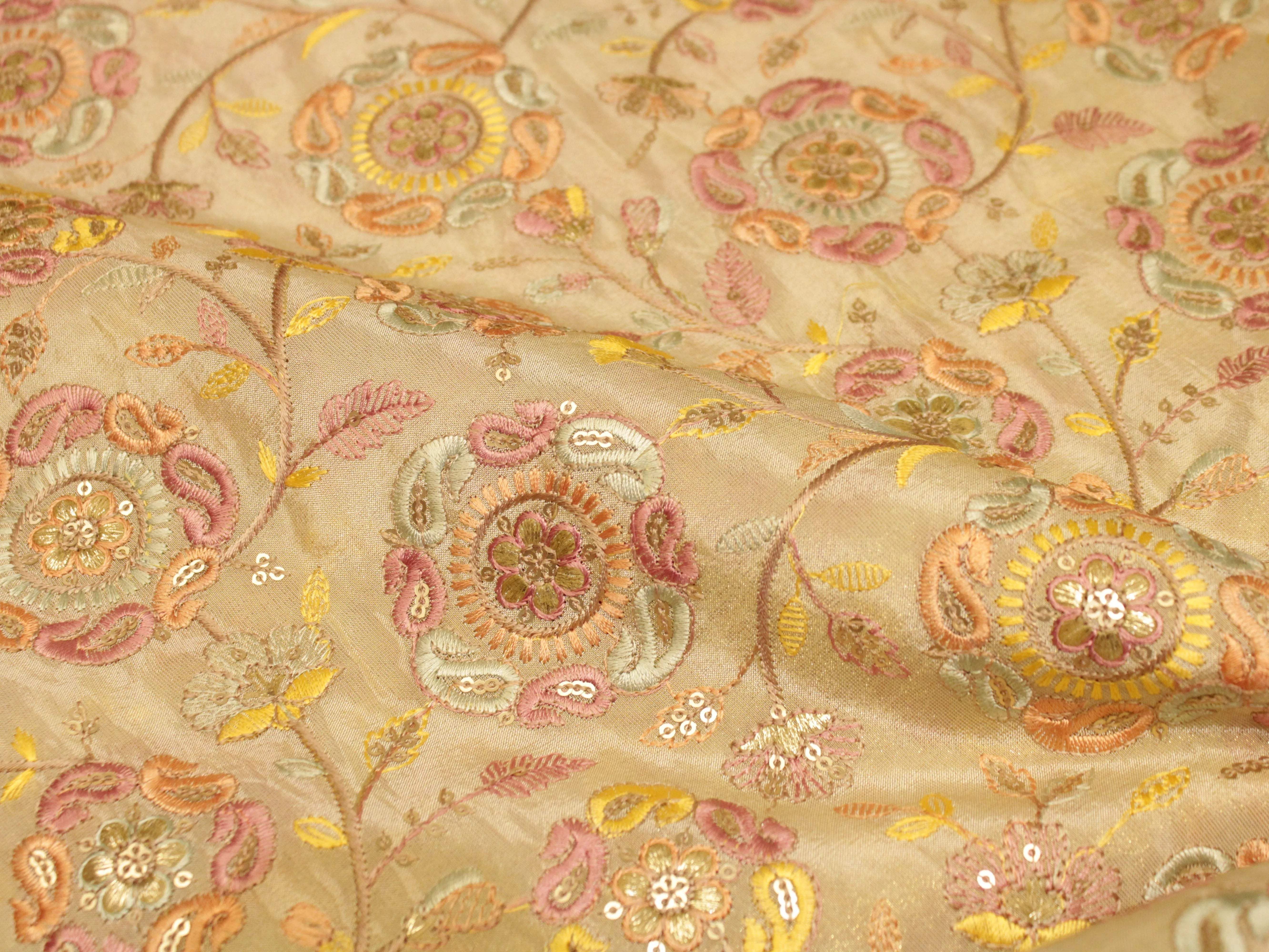 Premium Pure Tissue Fabric with Rich Thread Work - M'Foks