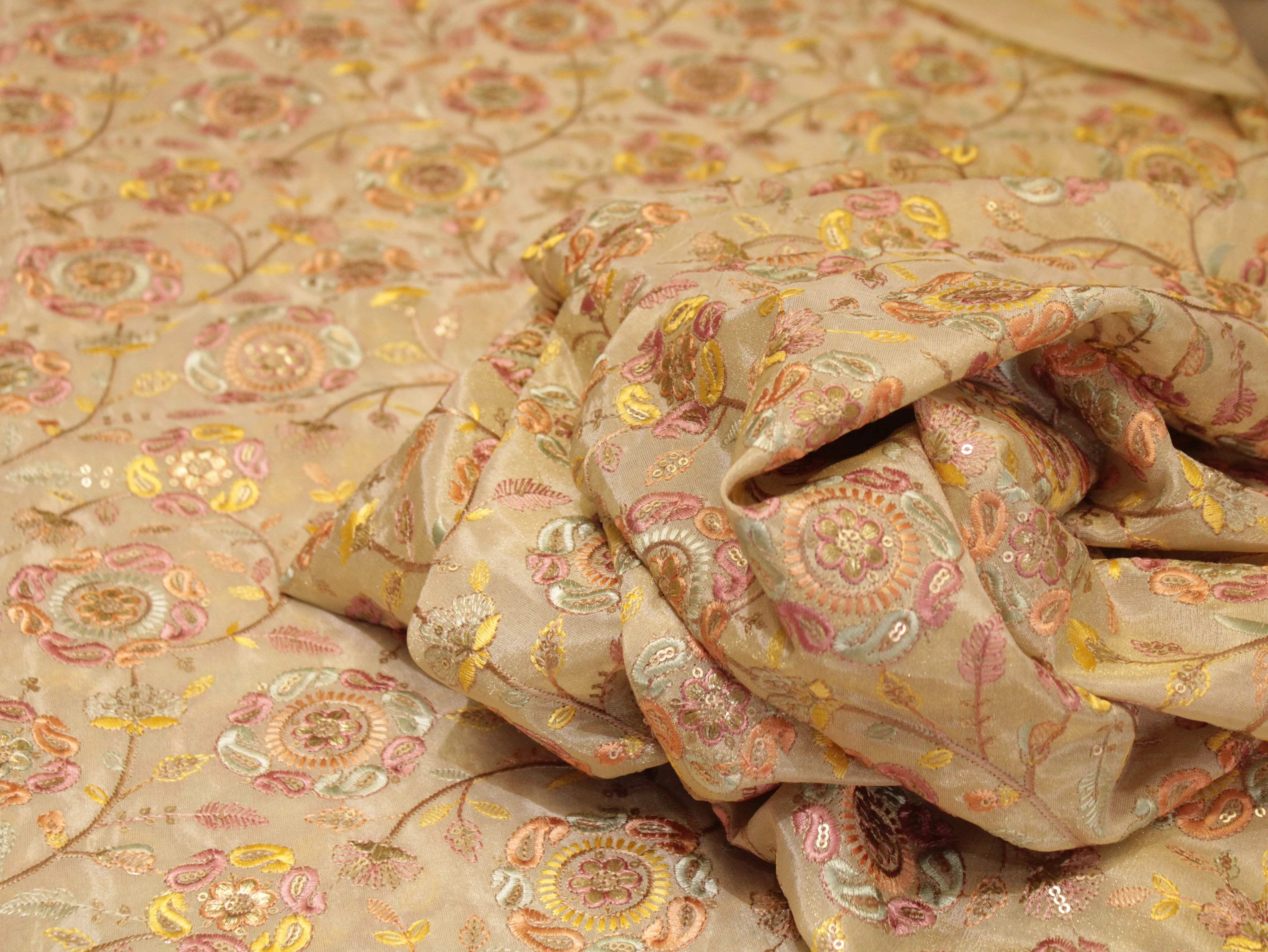 Premium Pure Tissue Fabric with Rich Thread Work - M'Foks