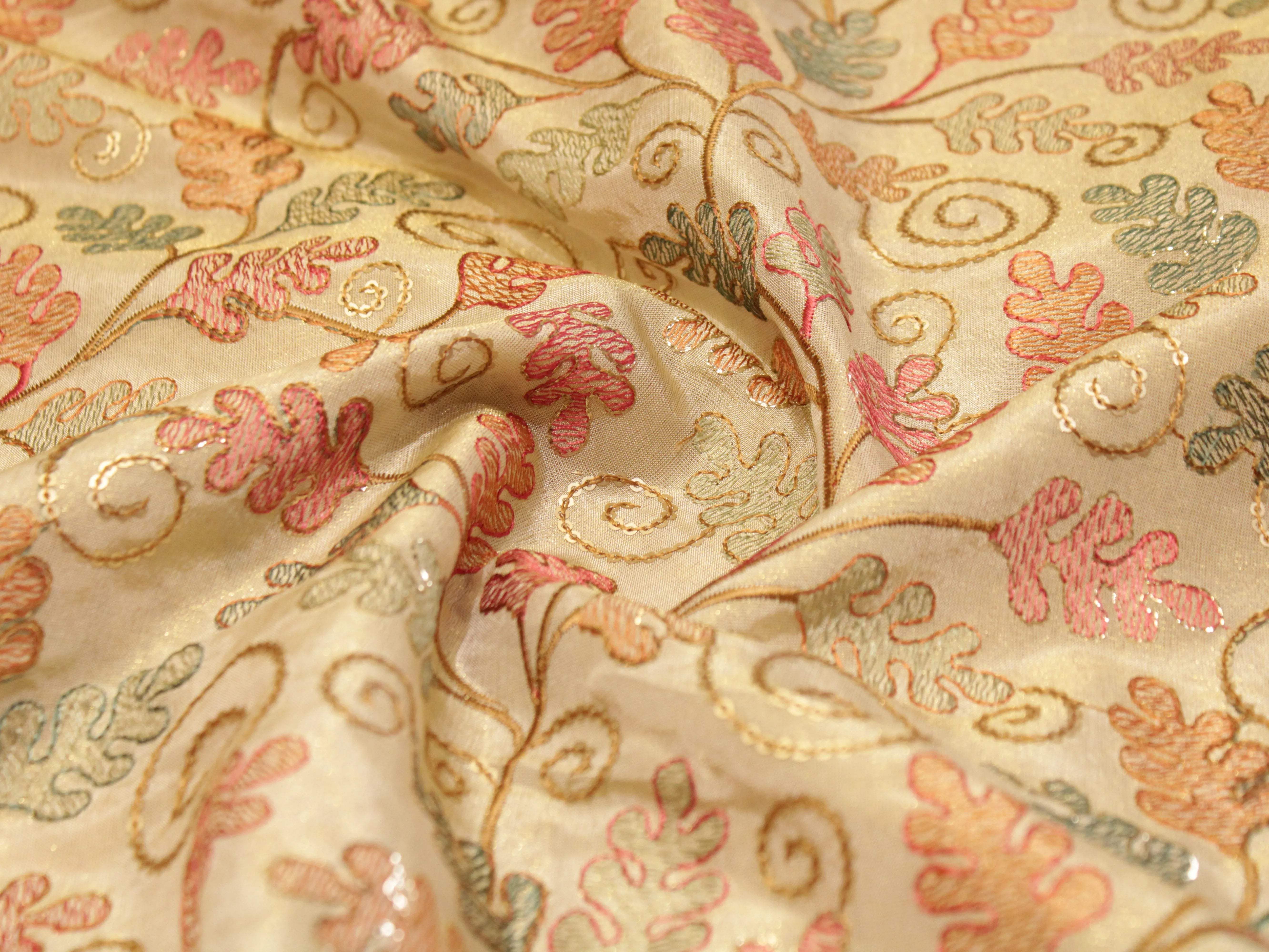 Premium Pure Tissue Fabric with Rich Thread Work - M'Foks