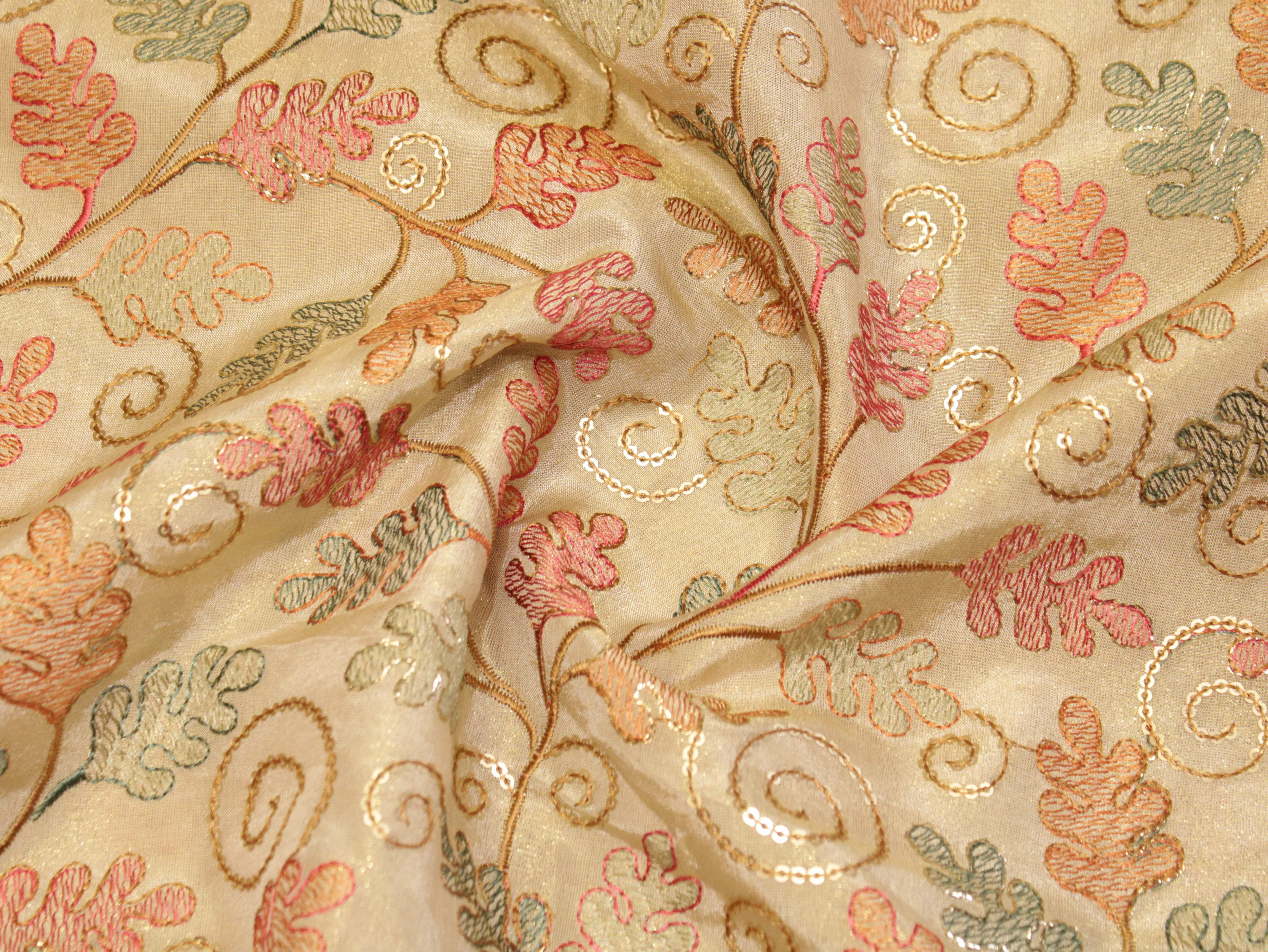 Premium Pure Tissue Fabric with Rich Thread Work - M'Foks