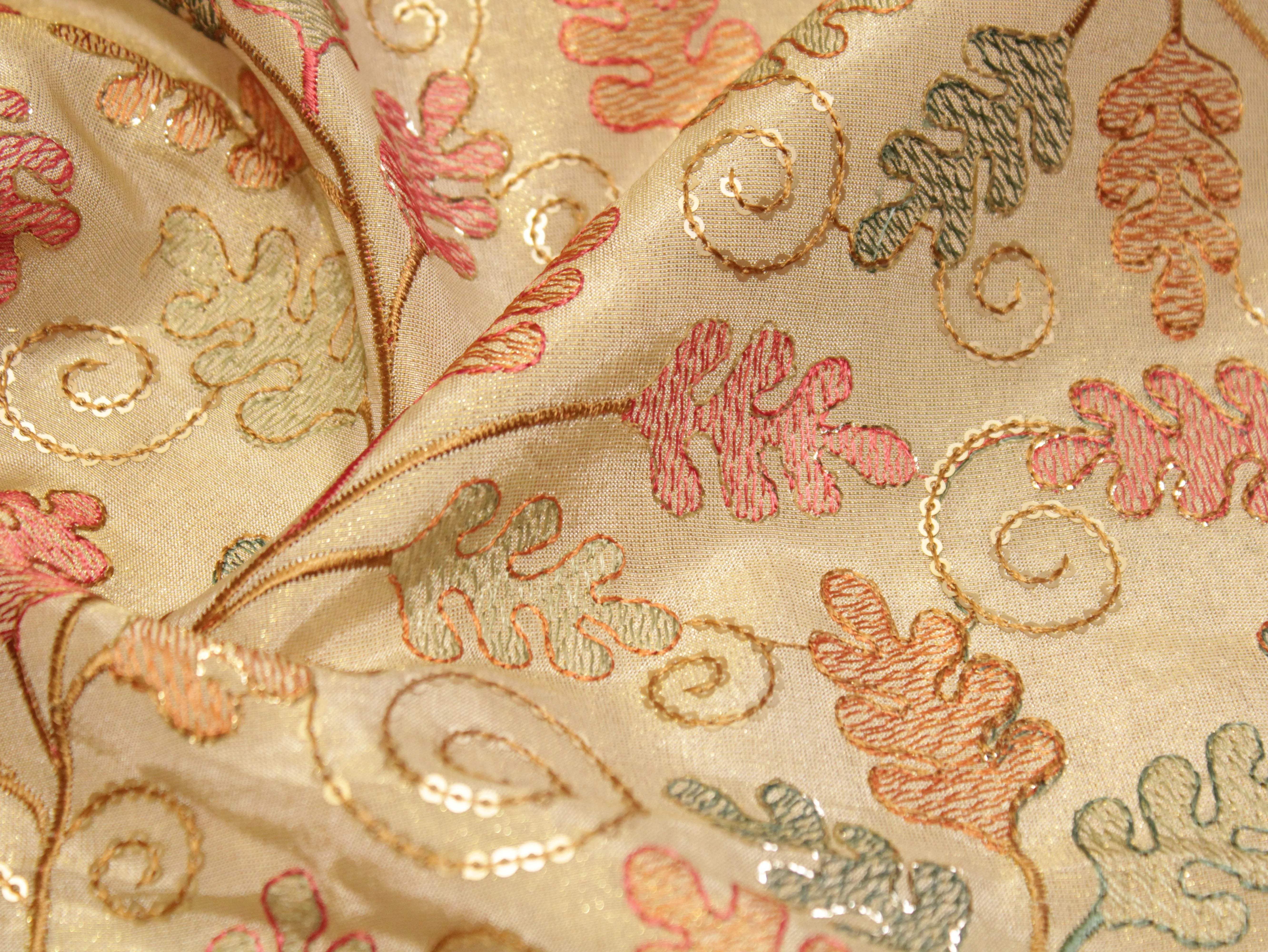 Premium Pure Tissue Fabric with Rich Thread Work - M'Foks