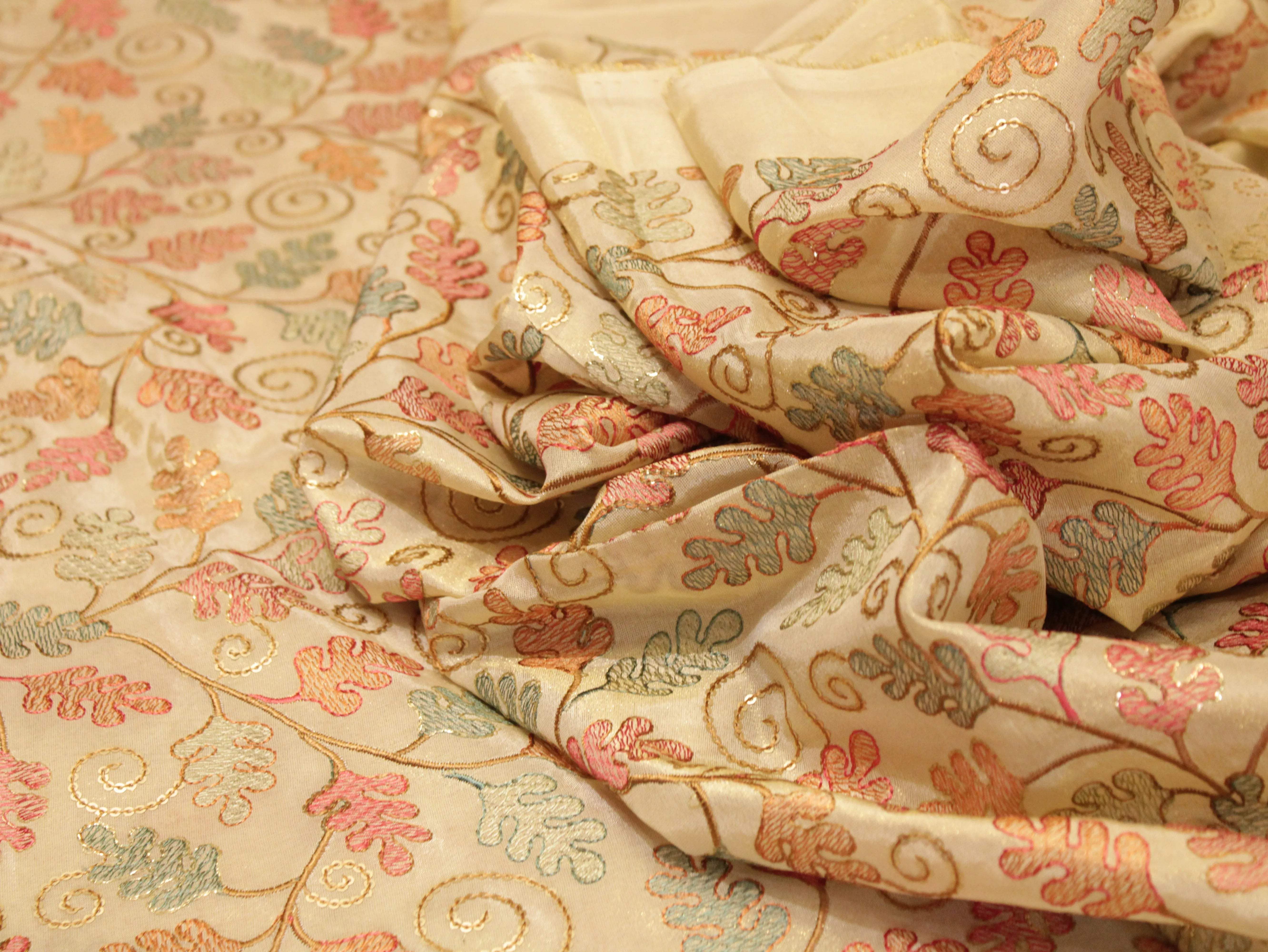 Premium Pure Tissue Fabric with Rich Thread Work - M'Foks