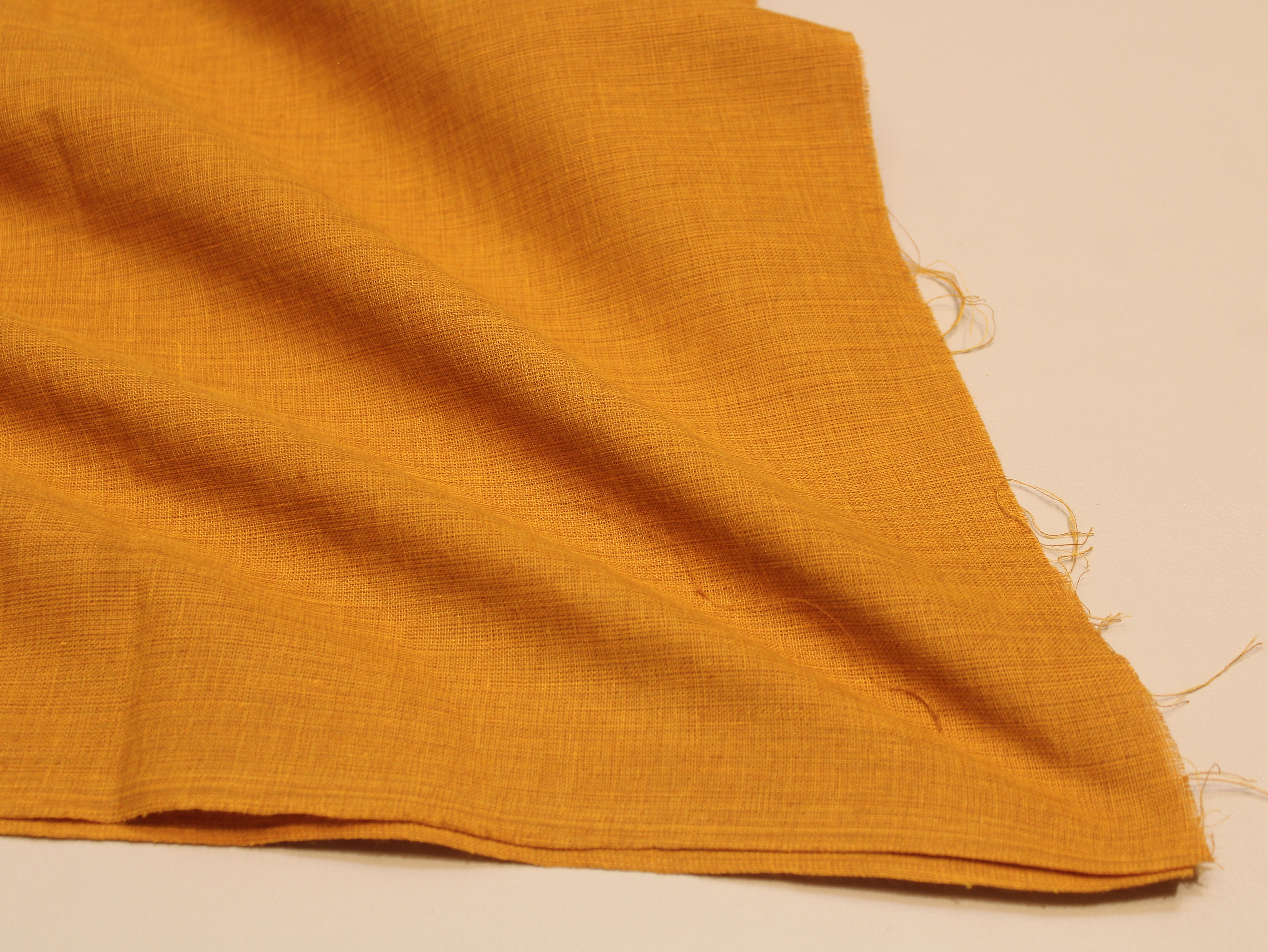 Pure Cotton Plain Handloom Fabric 44 Inches Width - Mango Yellow