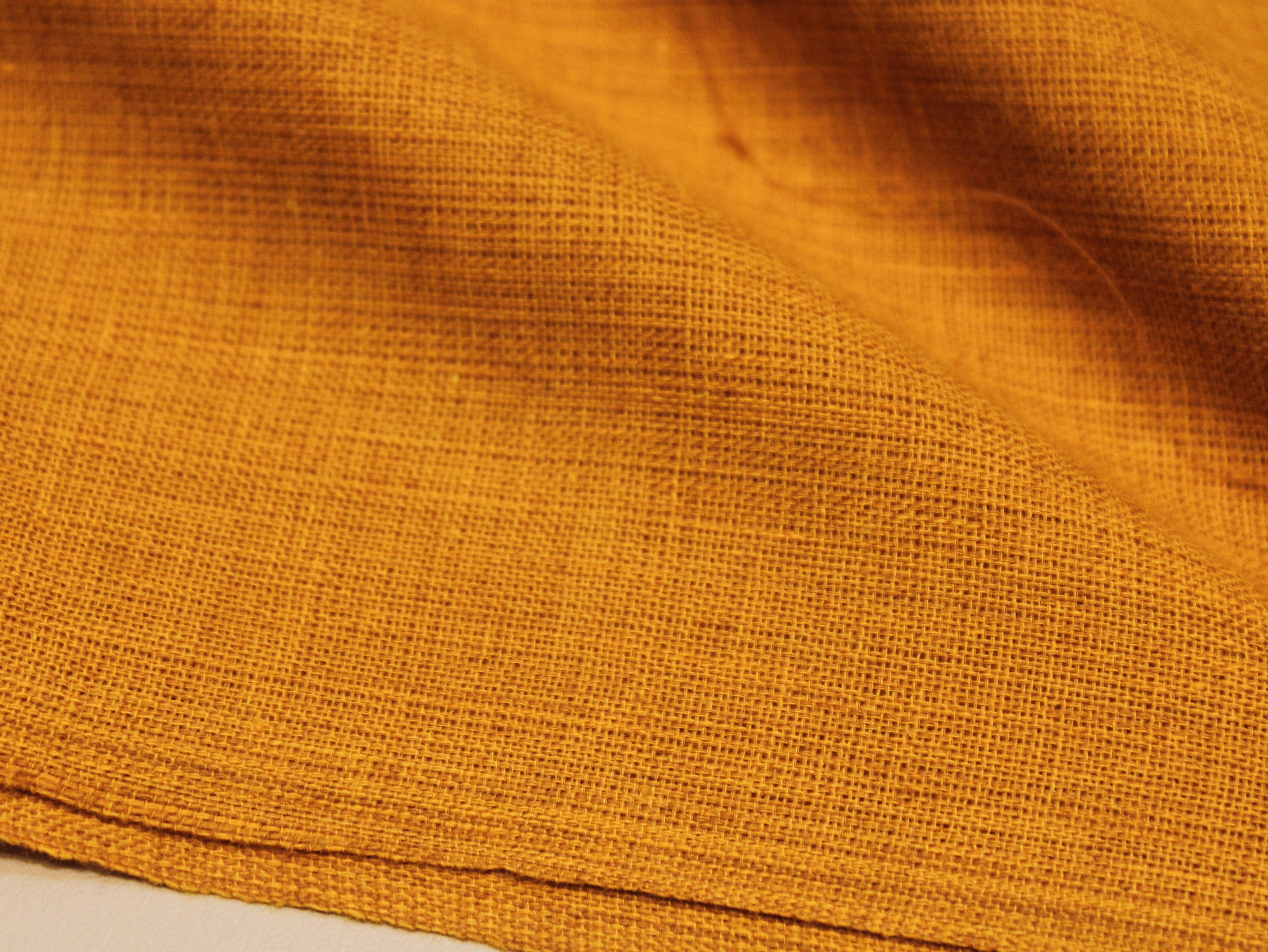 Pure Cotton Plain Handloom Fabric 44 Inches Width - Mango Yellow