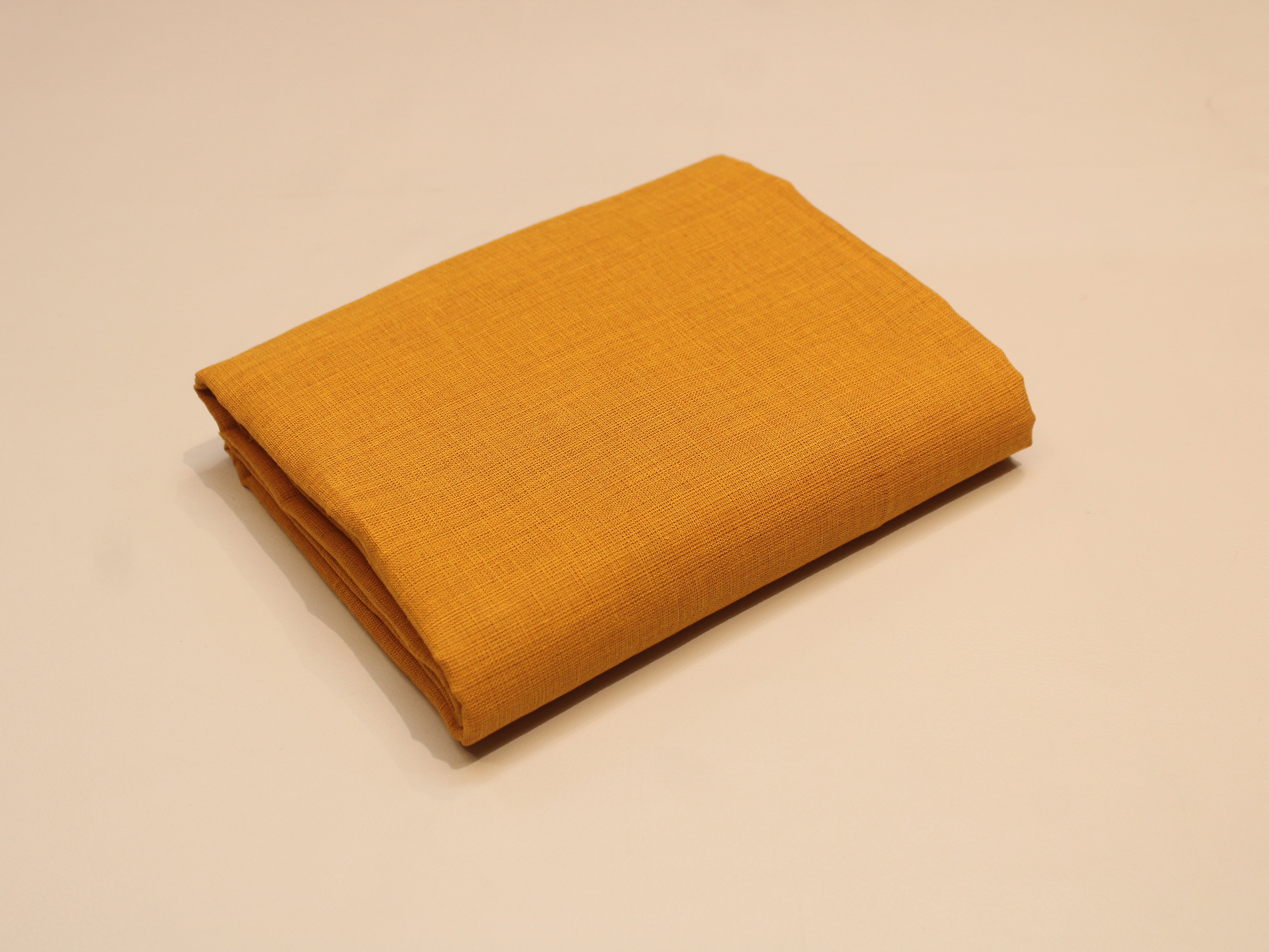Pure Cotton Plain Handloom Fabric 44 Inches Width - Mango Yellow