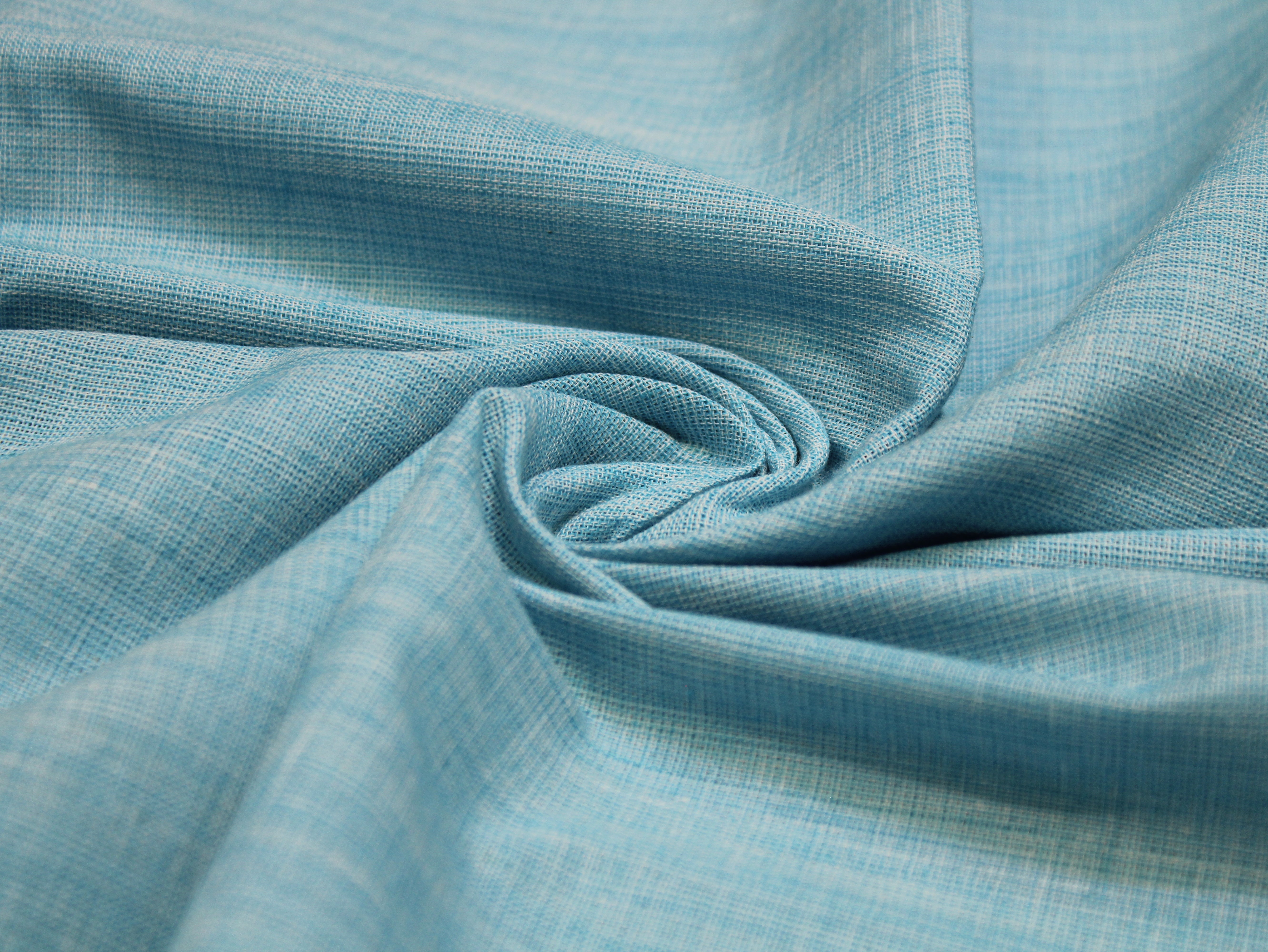 Pure Cotton Plain Handloom Fabric 44 Inches Width - Sky Blue