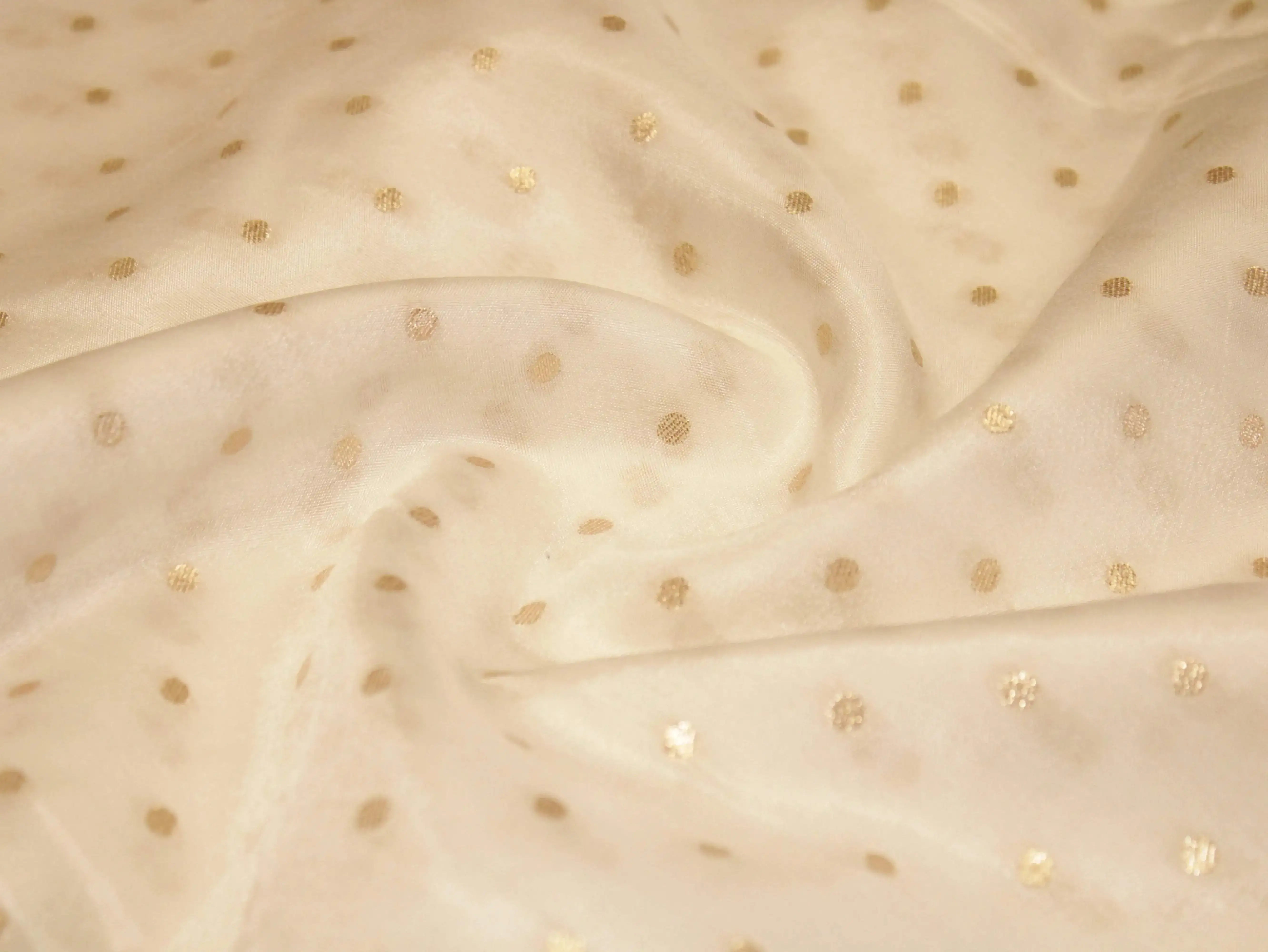 Zari Woven Dola Silk by M'Foks - White Dyeable - M'Foks