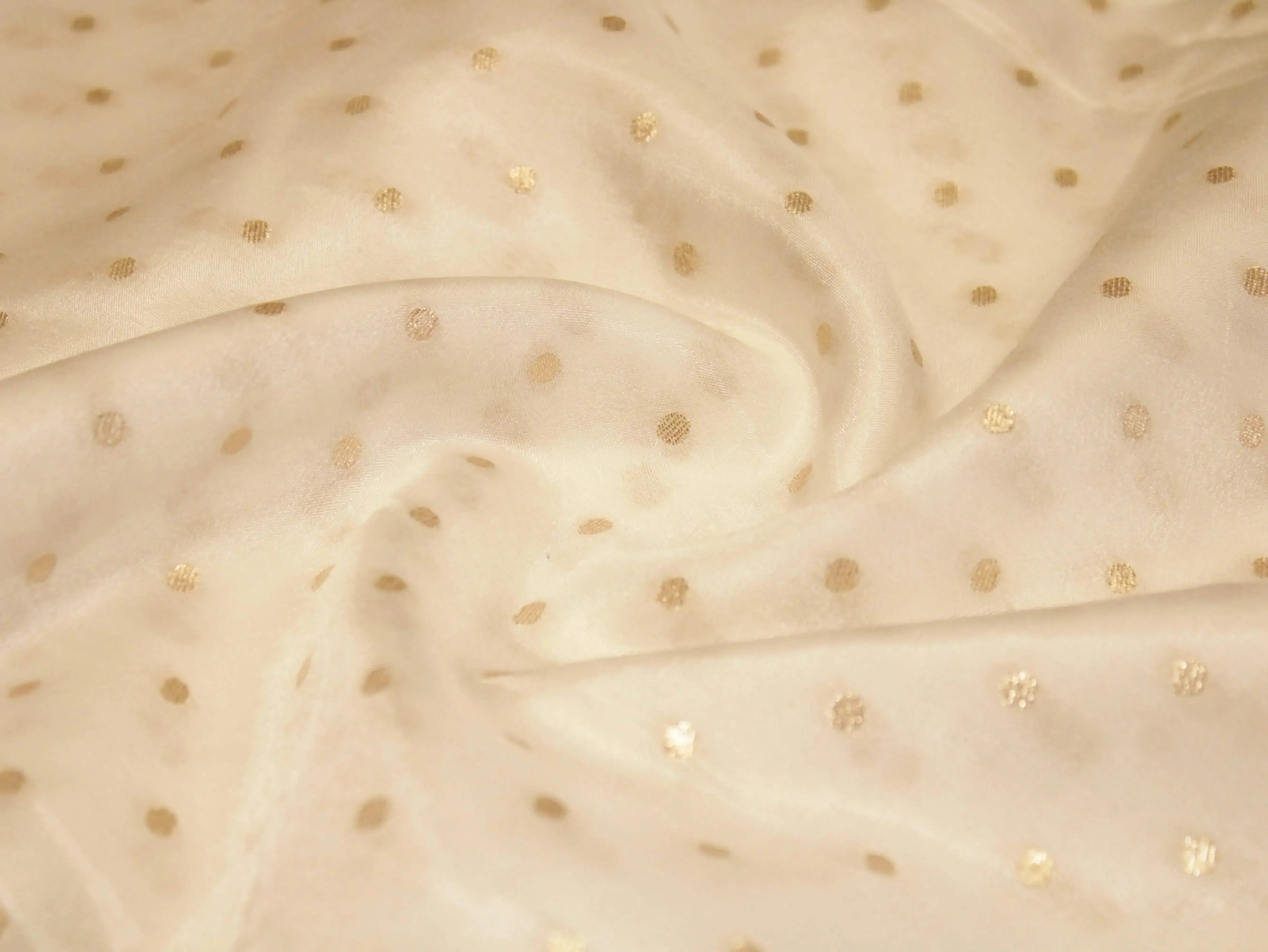 Zari Woven Dola Silk by M'Foks - White Dyeable - M'Foks