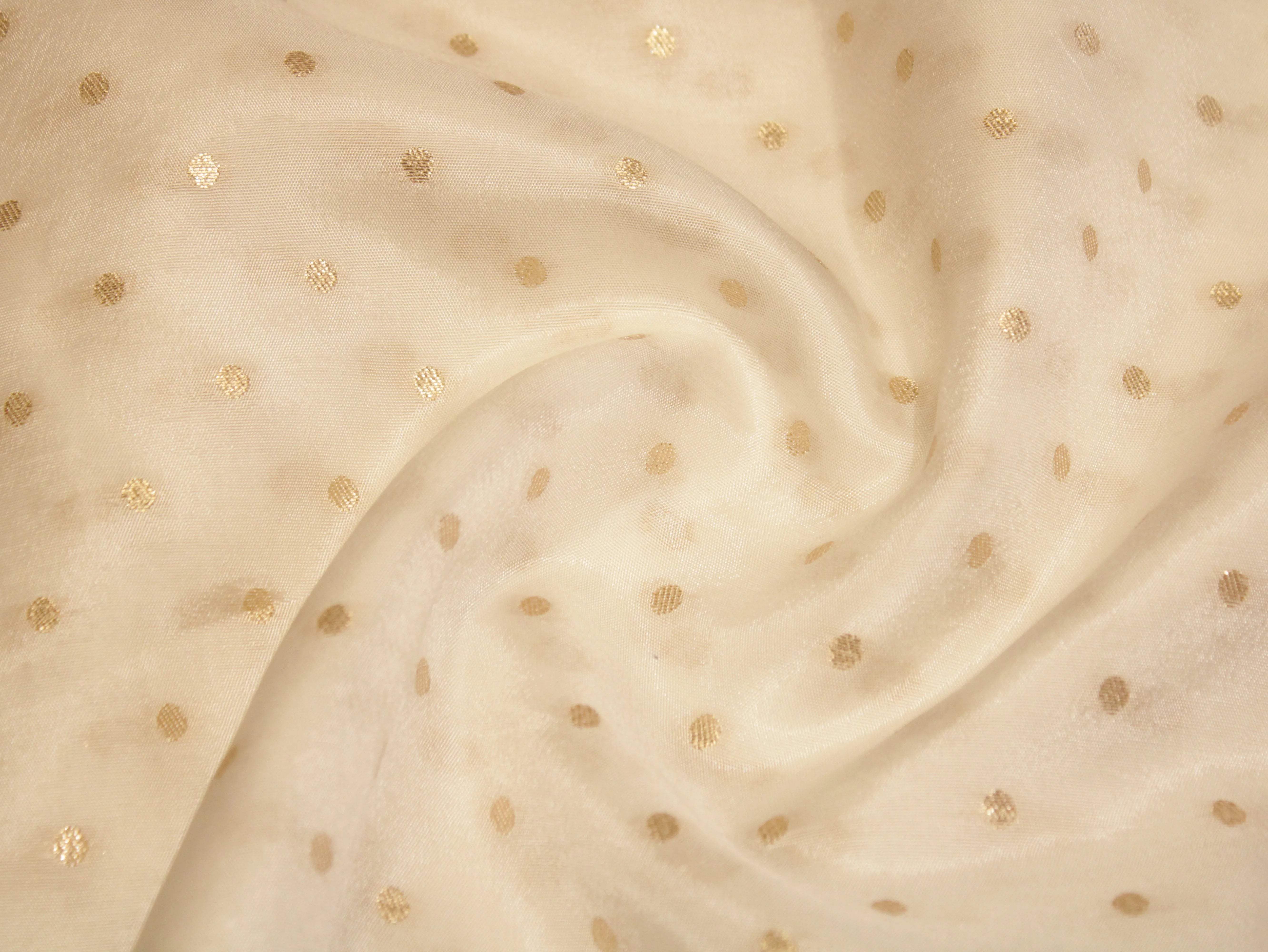 Zari Woven Dola Silk by M'Foks - White Dyeable - M'Foks