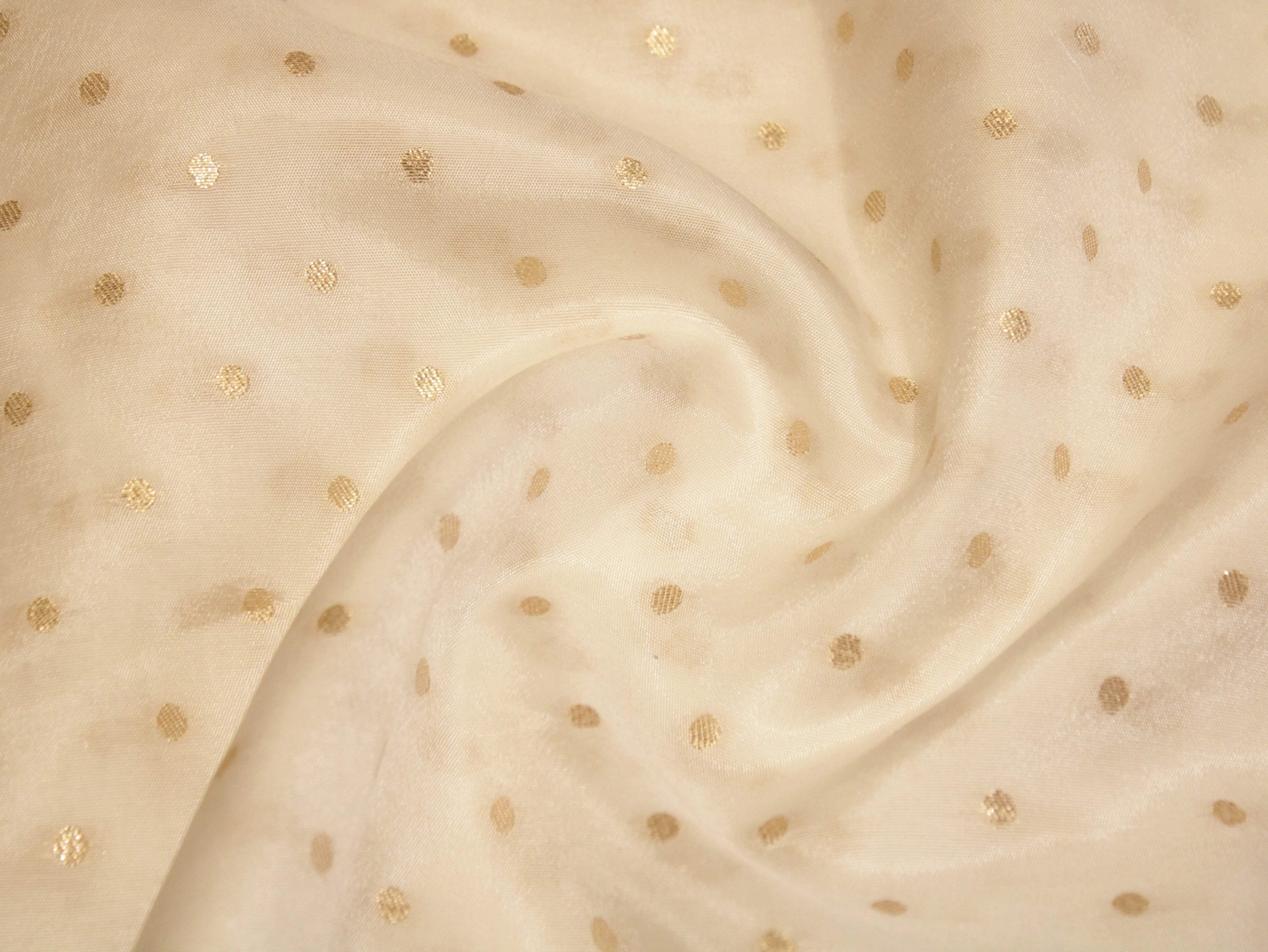 Zari Woven Dola Silk by M'Foks - White Dyeable - M'Foks