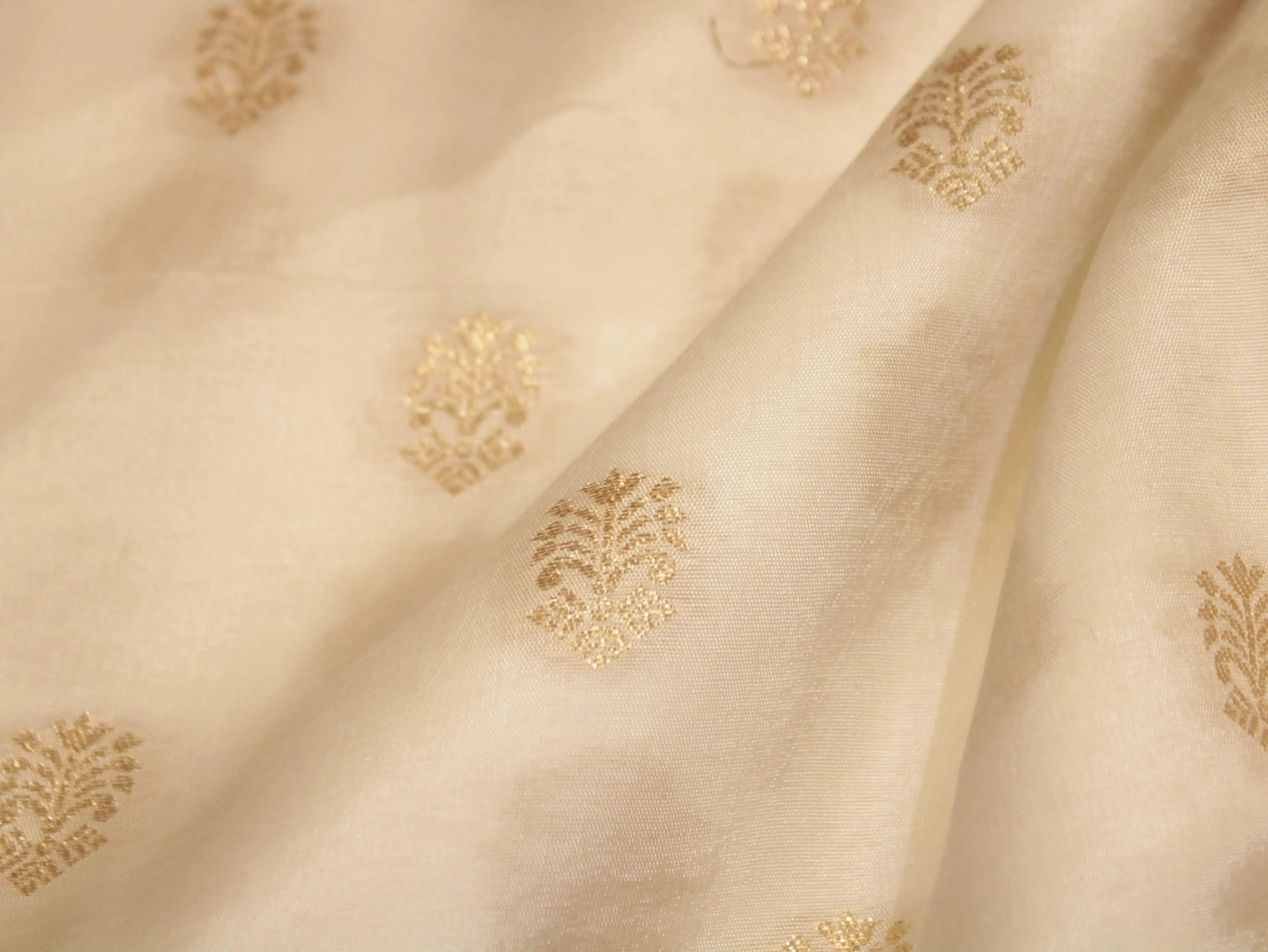 Zari Woven Dola Silk by M'Foks - White Dyeable - M'Foks