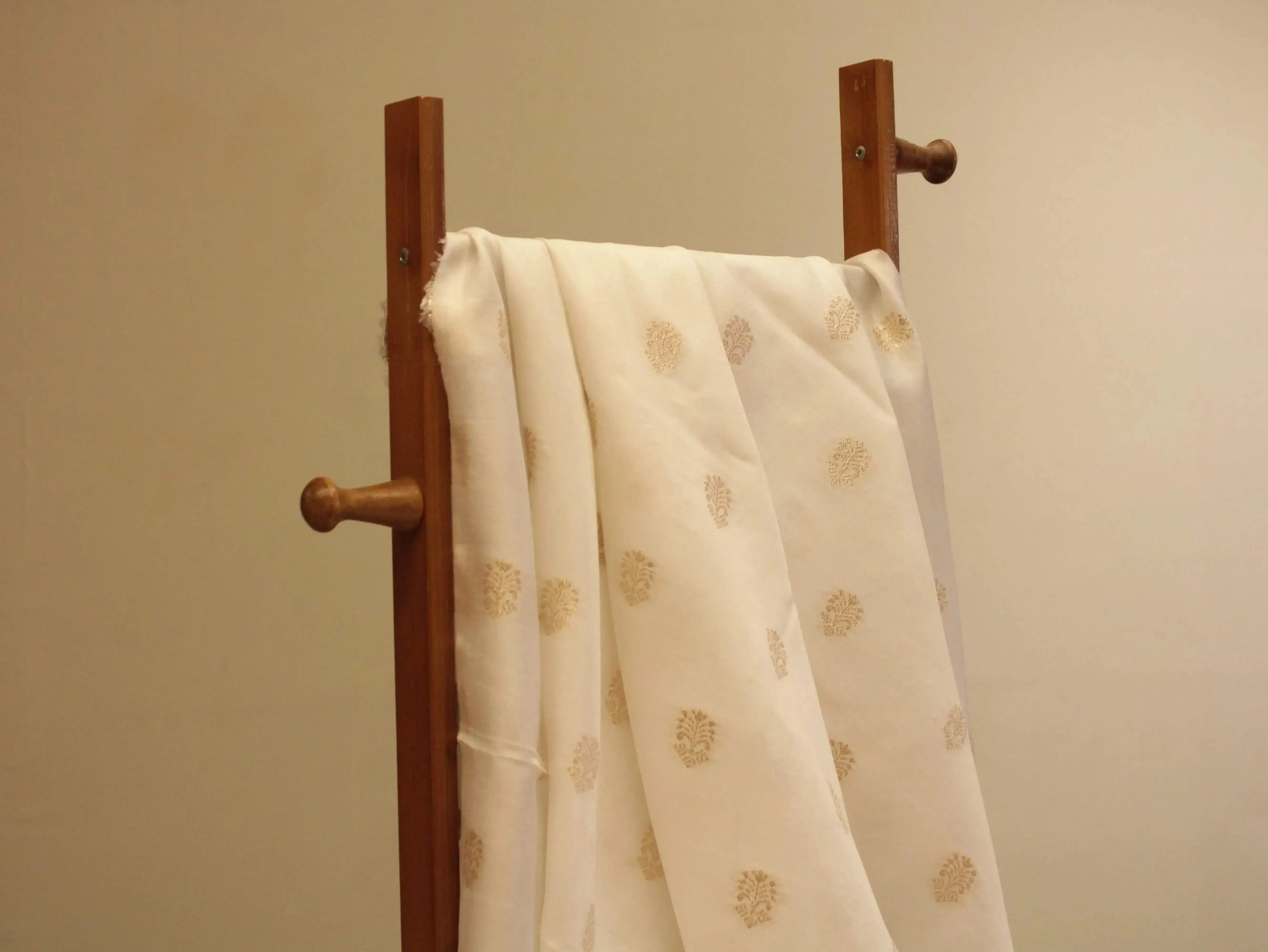Zari Woven Dola Silk by M'Foks - White Dyeable - M'Foks
