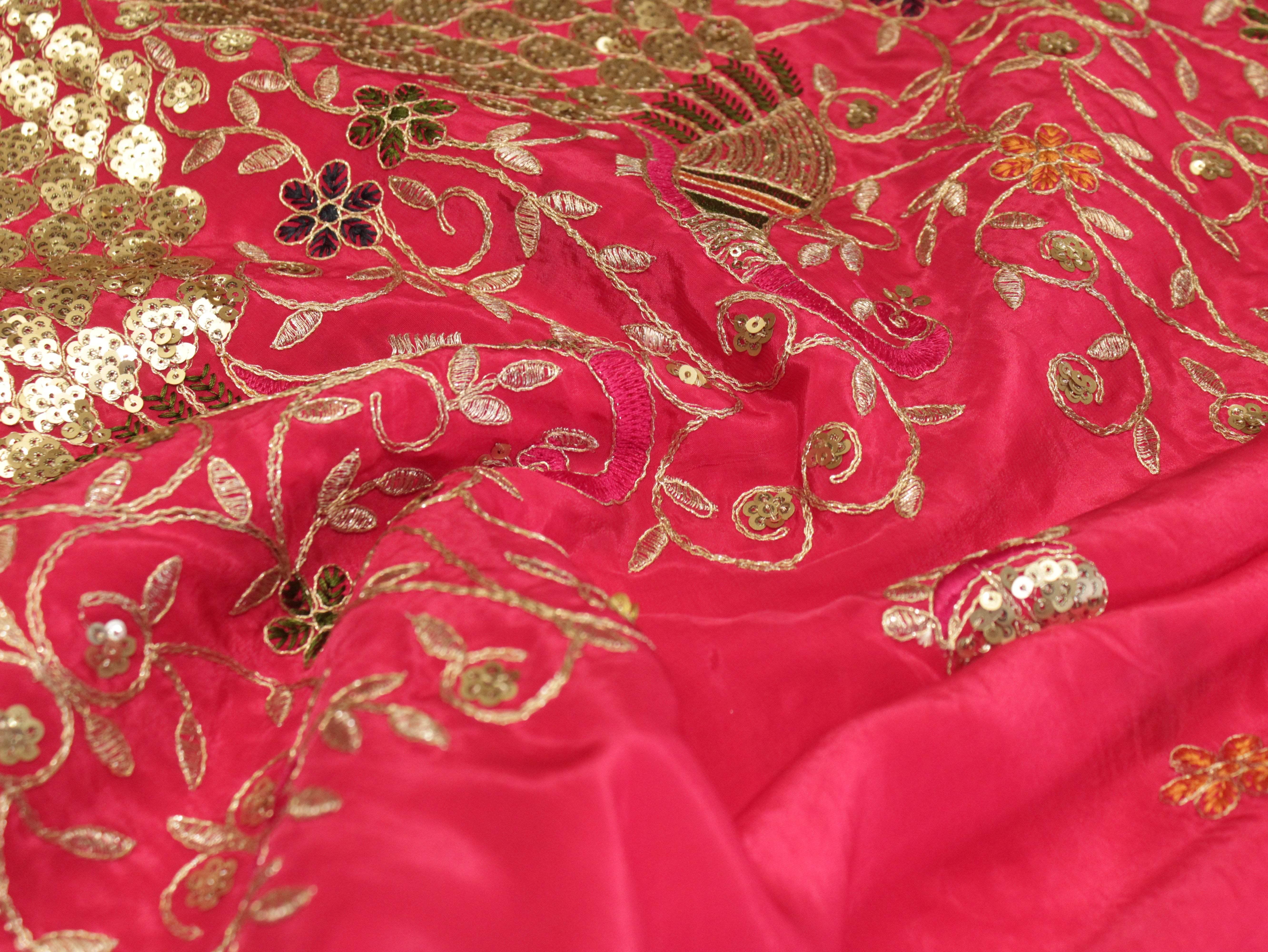 Premium Figure Panel Work Natural Crepe Fabric - Rani - M'Foks