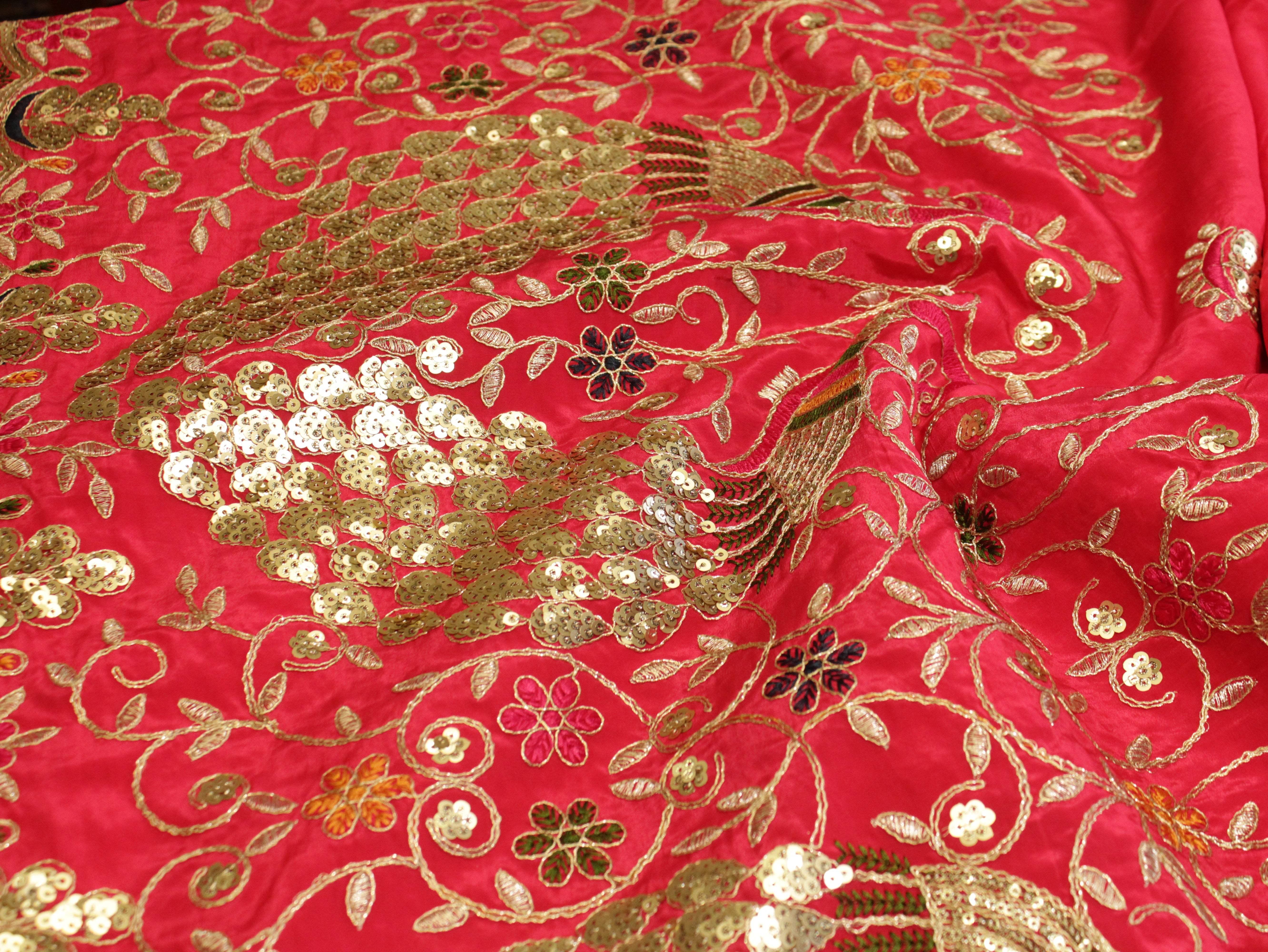 Premium Figure Panel Work Natural Crepe Fabric - Rani - M'Foks