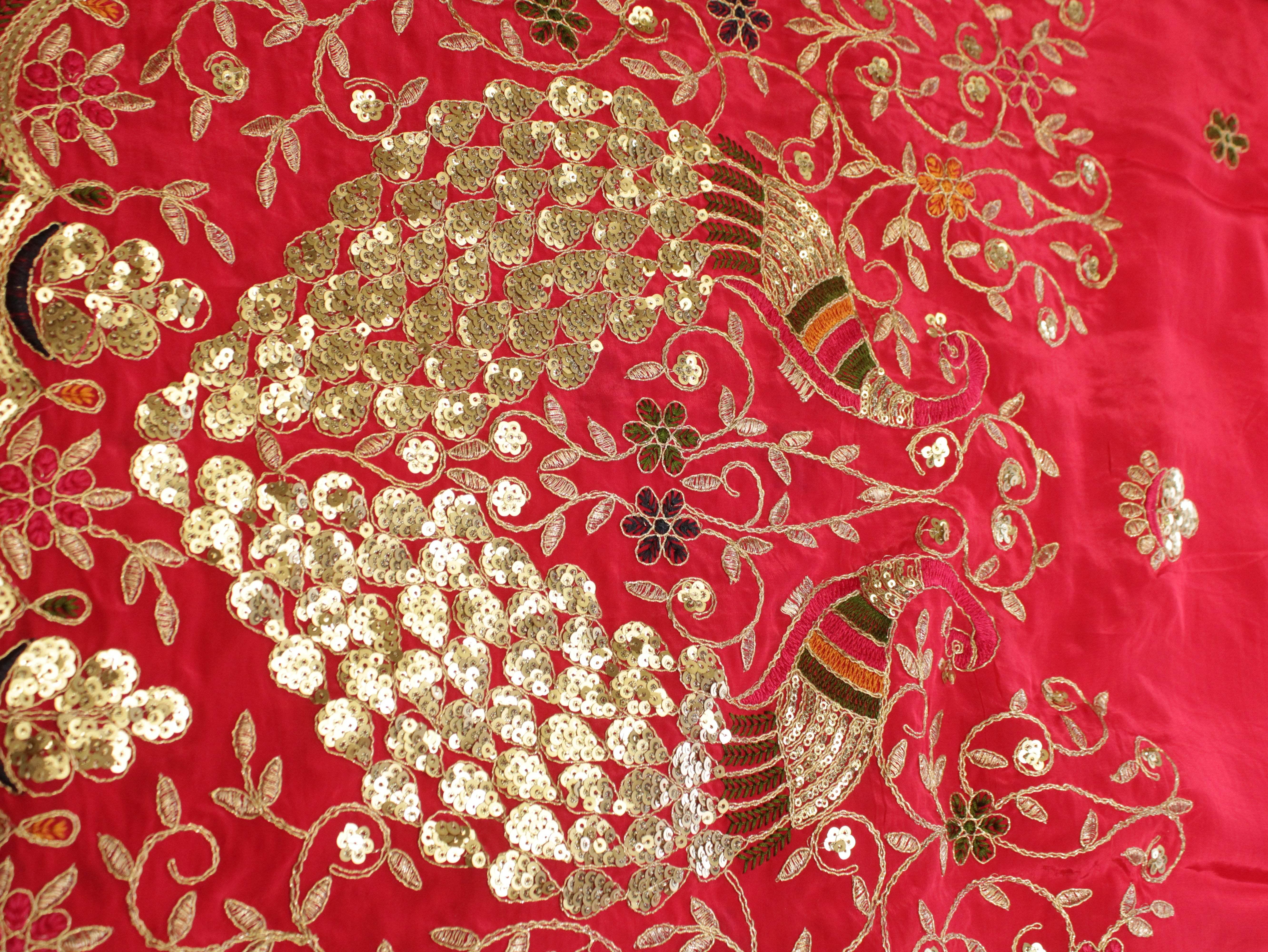 Premium Figure Panel Work Natural Crepe Fabric - Rani - M'Foks