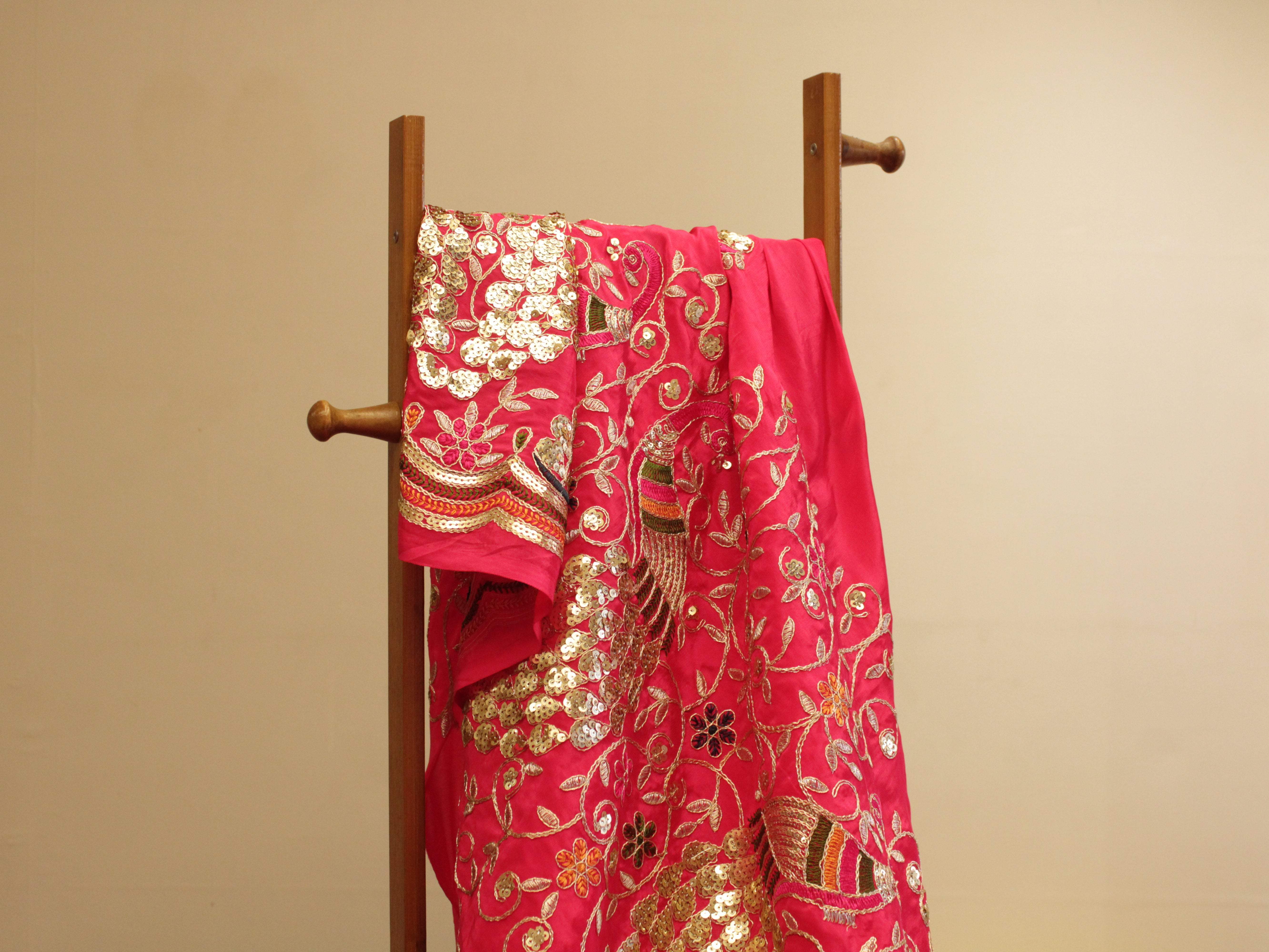Premium Figure Panel Work Natural Crepe Fabric - Rani - M'Foks