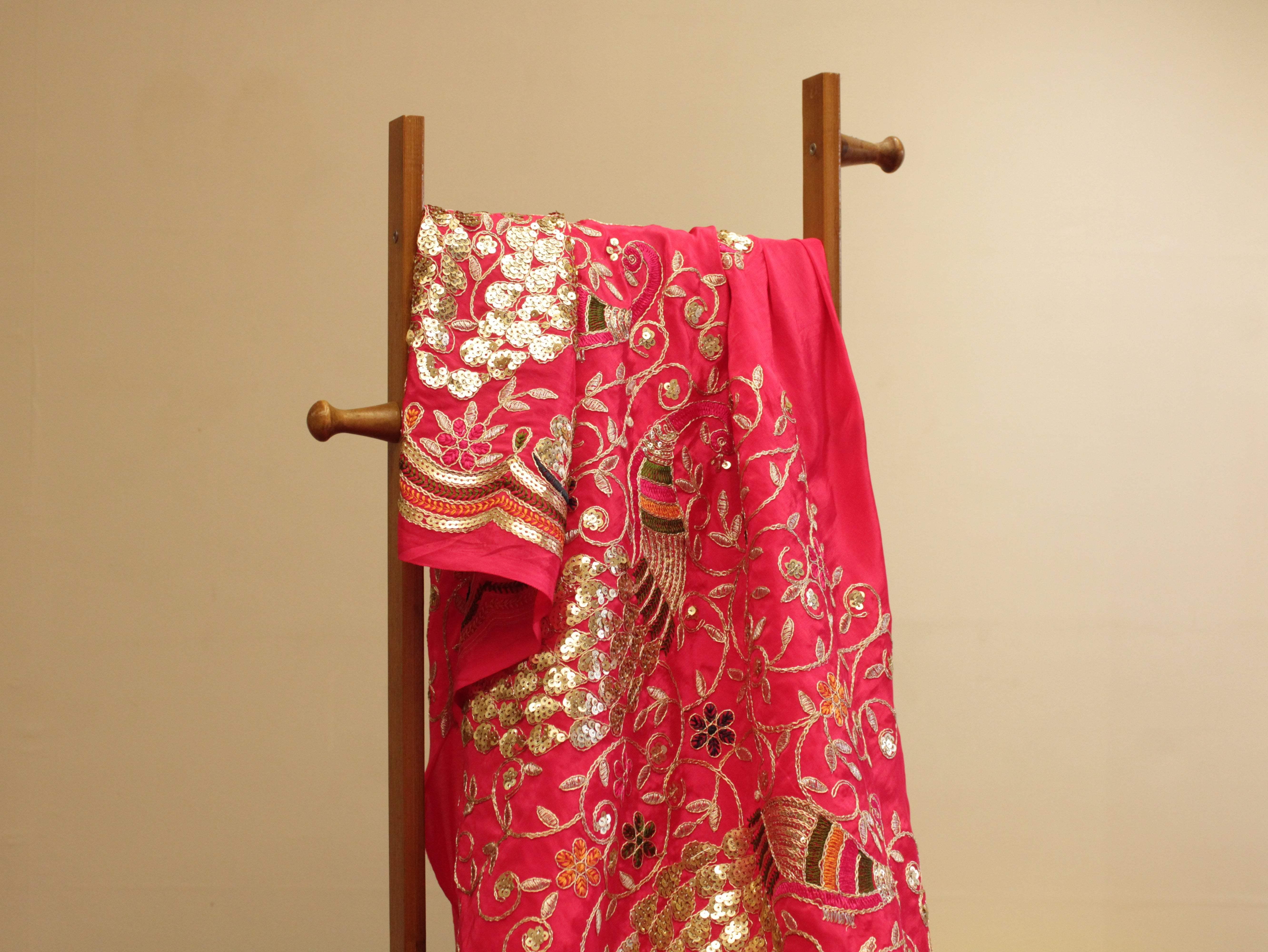 Premium Figure Panel Work Natural Crepe Fabric - Rani - M'Foks