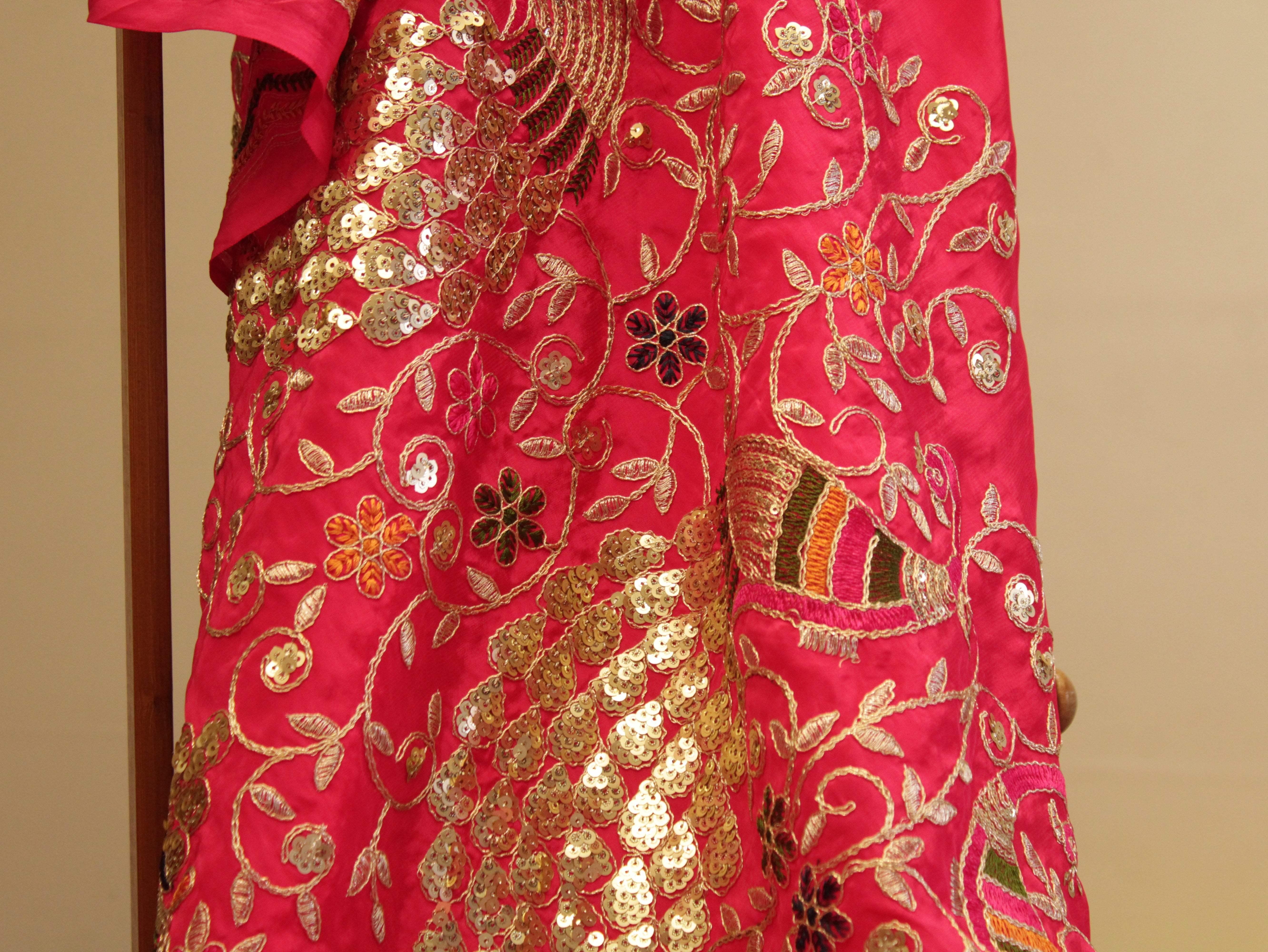 Premium Figure Panel Work Natural Crepe Fabric - Rani - M'Foks
