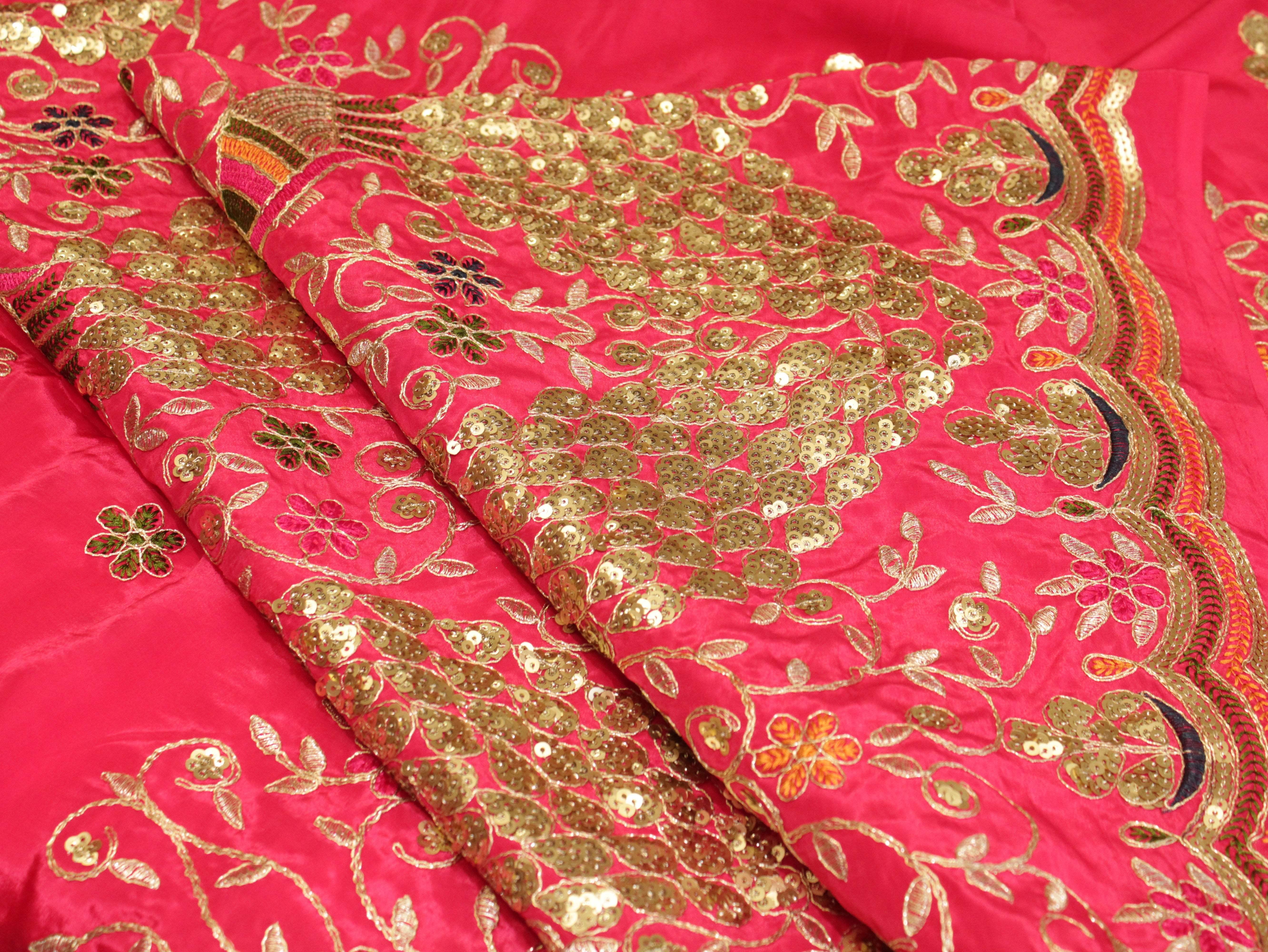 Premium Figure Panel Work Natural Crepe Fabric - Rani - M'Foks