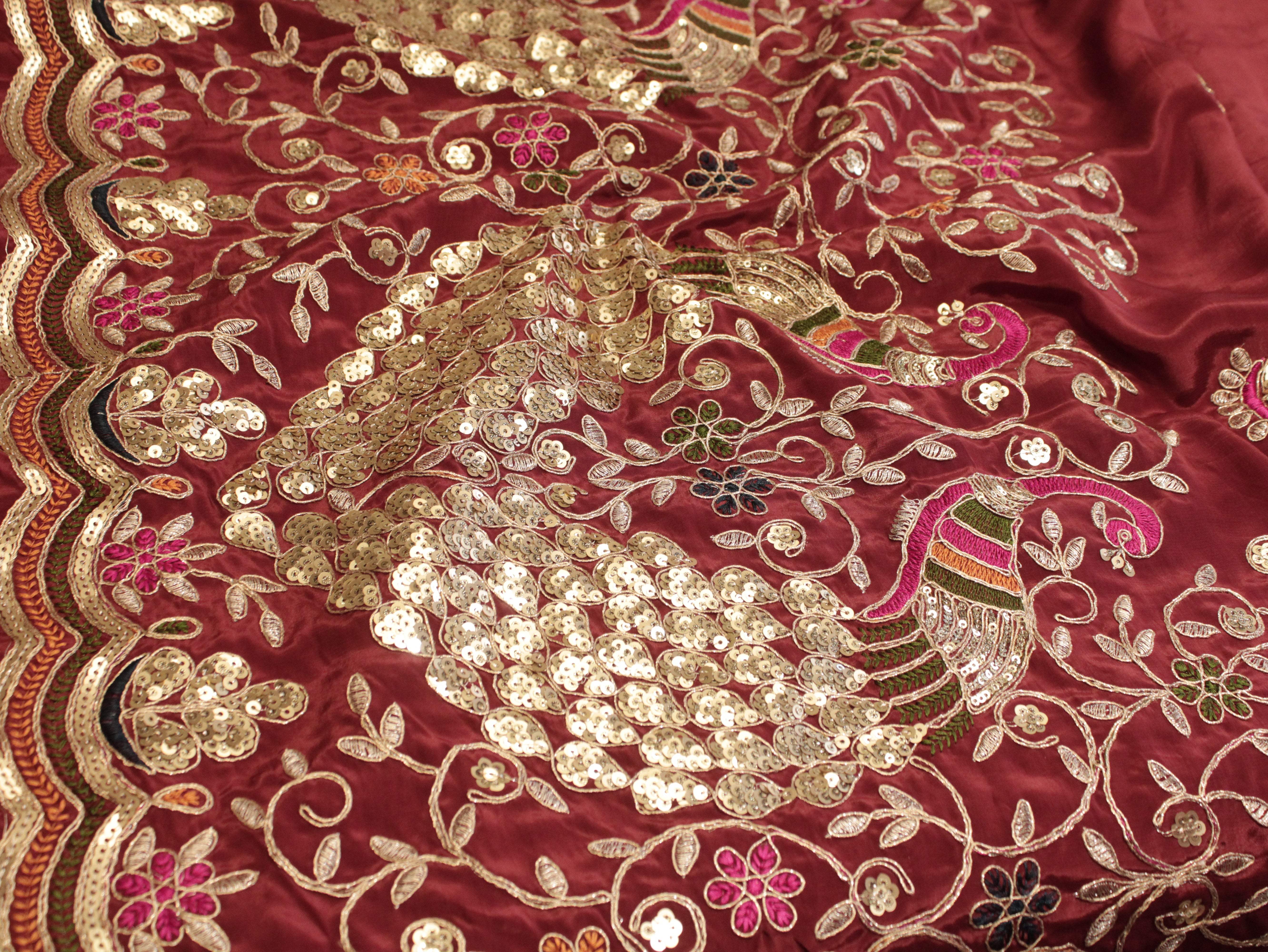 Premium Figure Panel Work Natural Crepe Fabric - Rust - M'Foks