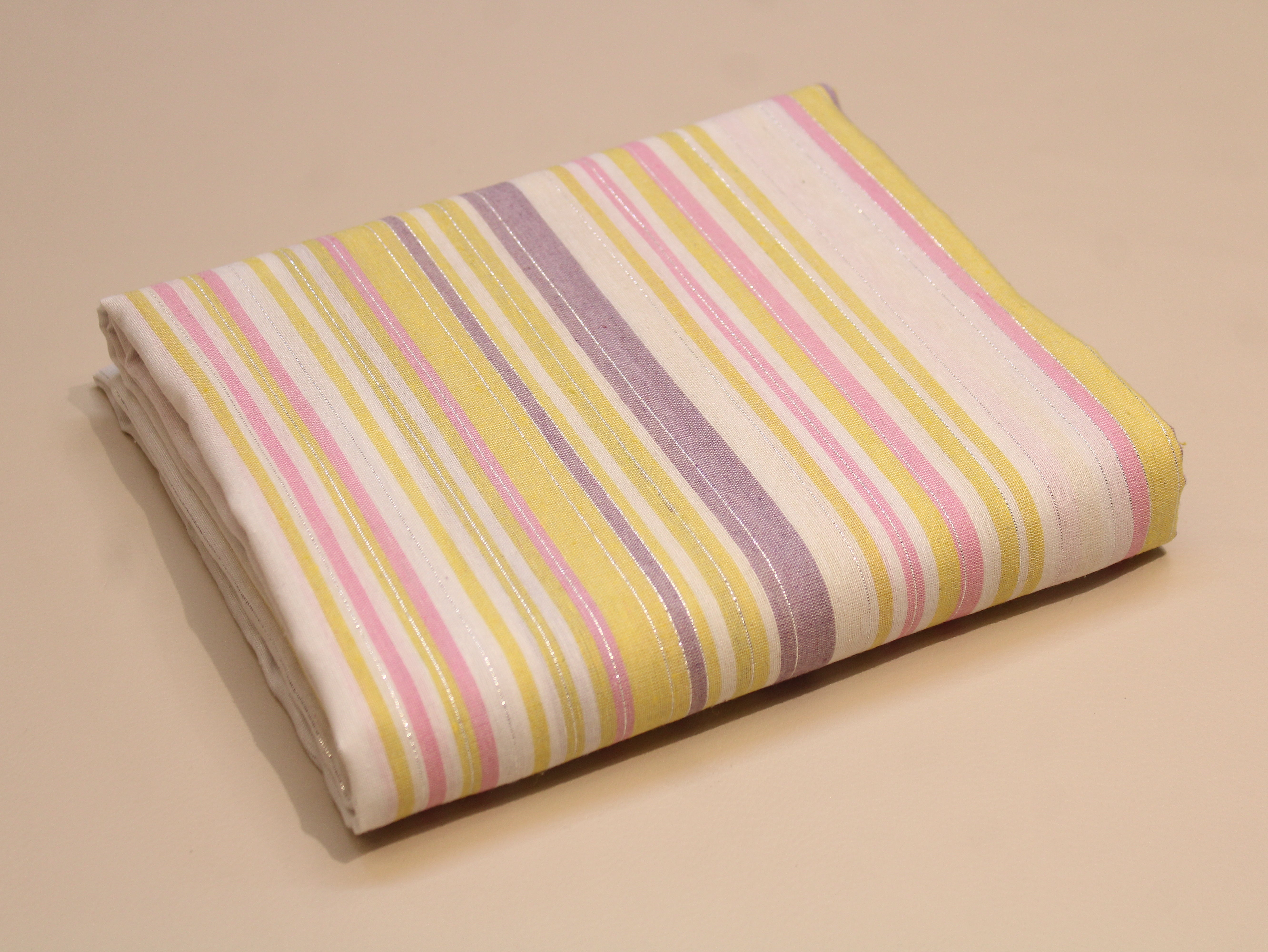 Tissu tissé main en pur coton — Rayures multicolores | 112 cm