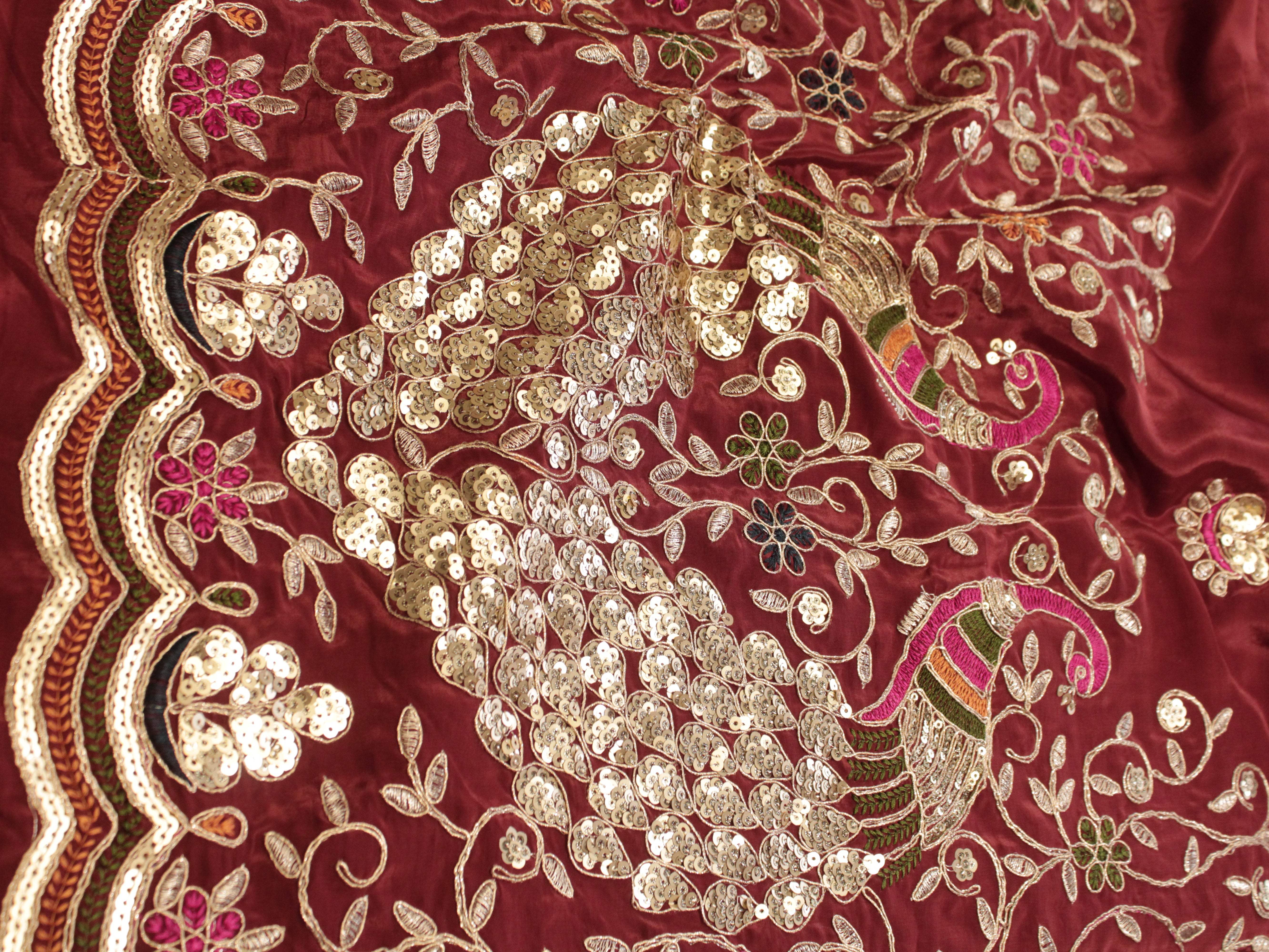 Premium Figure Panel Work Natural Crepe Fabric - Rust - M'Foks