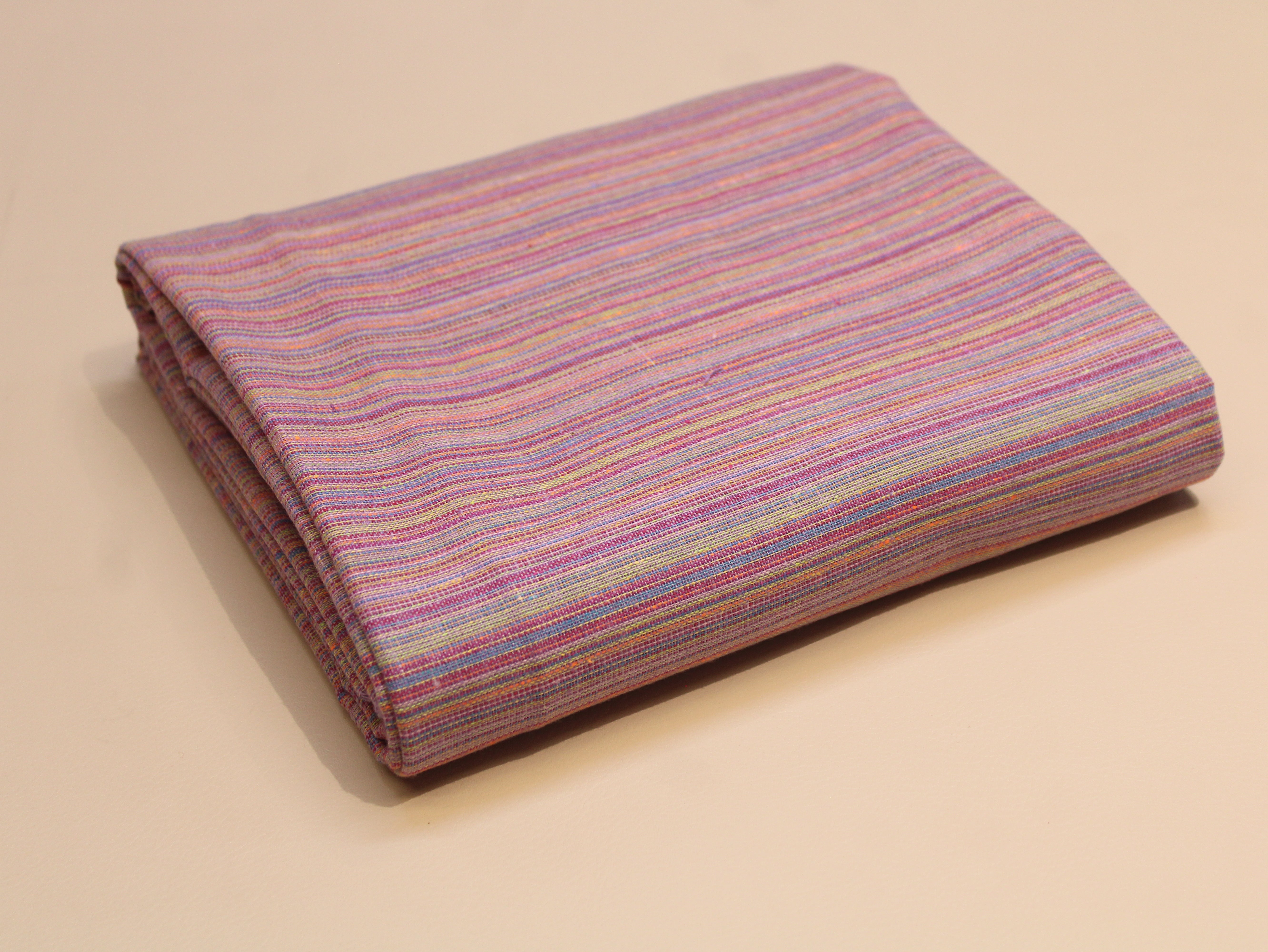 Tissu pur coton tissé à la main — Bleu acier | Rayé | 112 cm