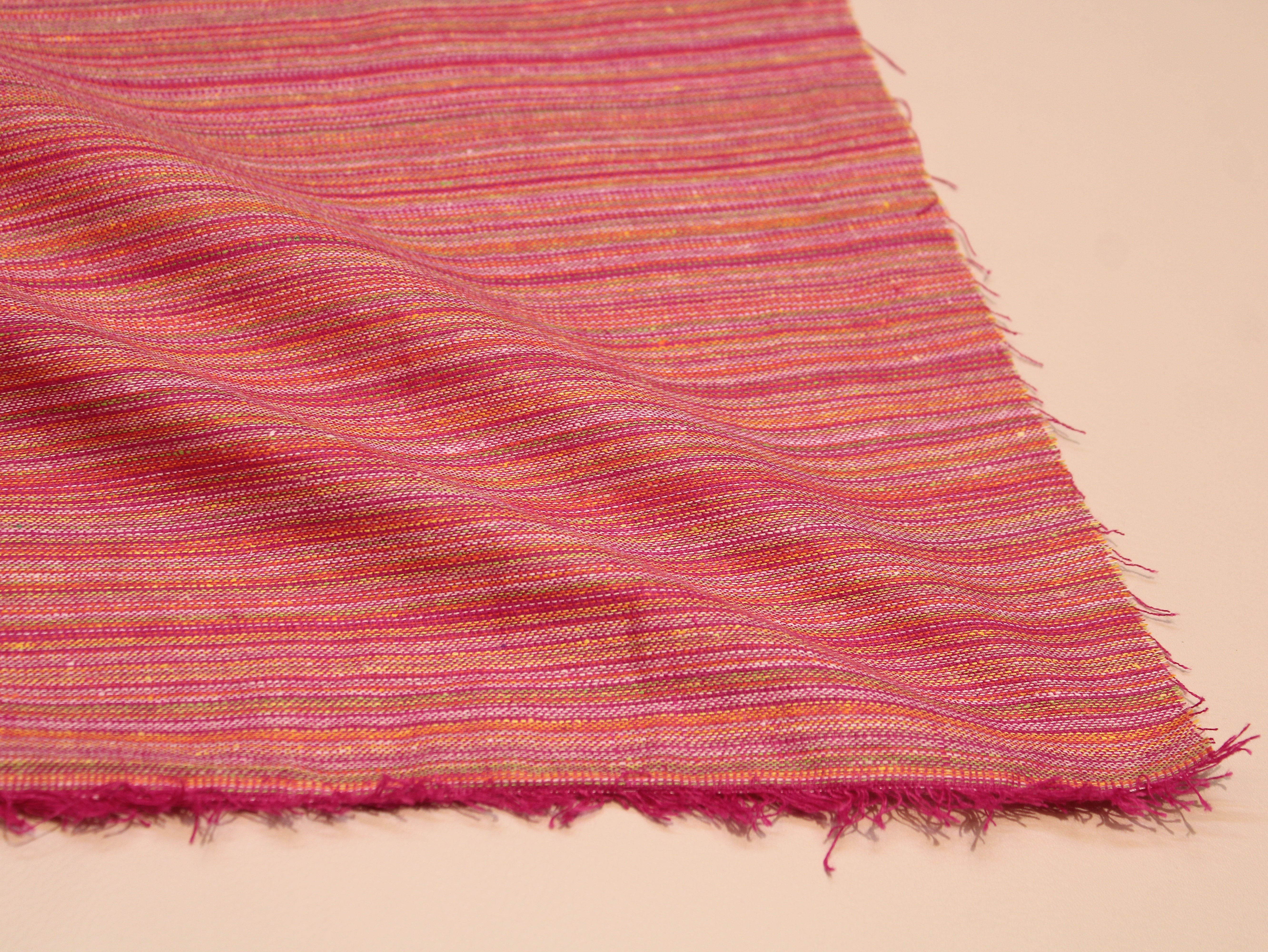 Tissu pur coton tissé à la main — Bleu acier | Rayé | 112 cm