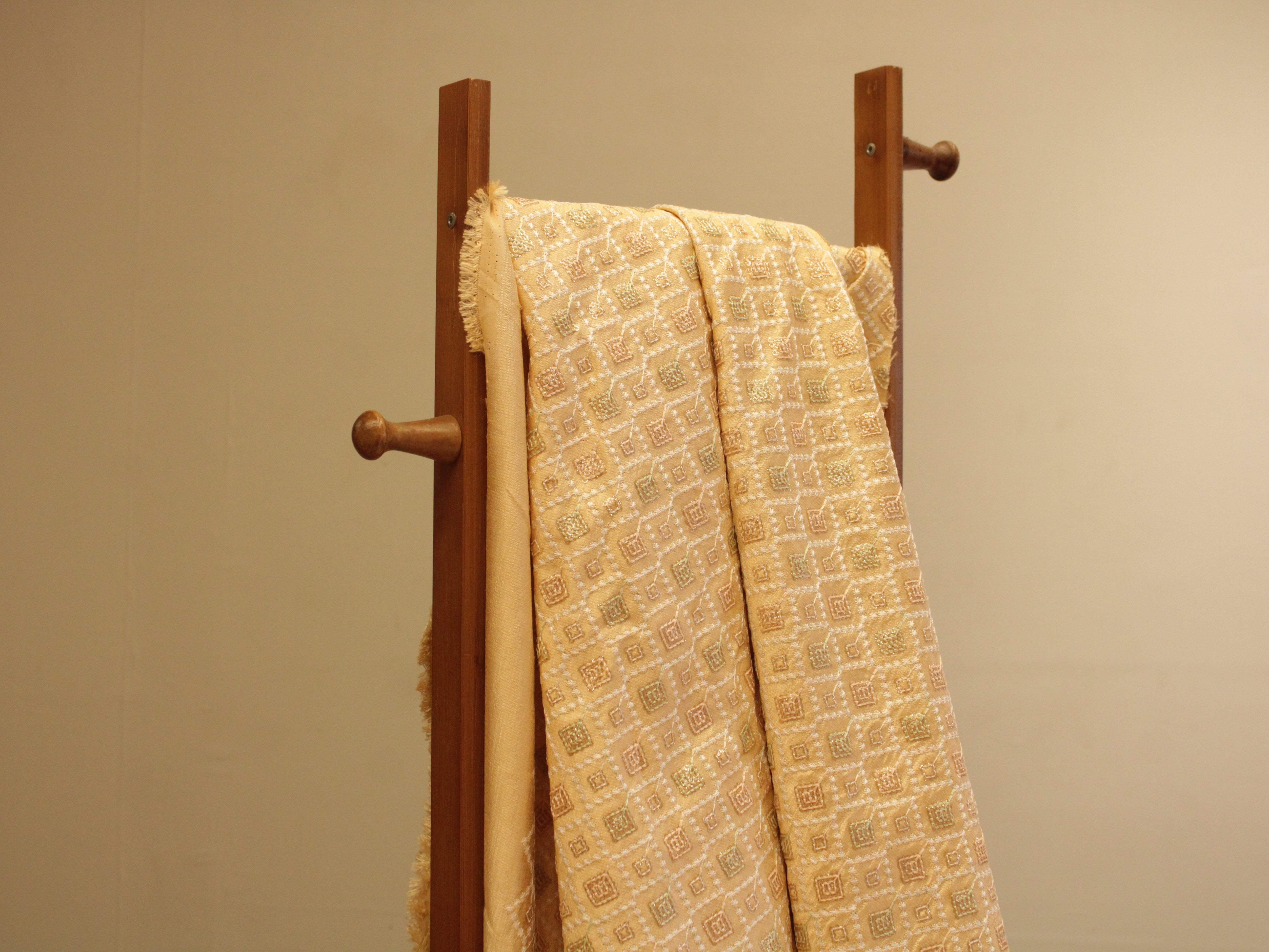 Premium Thread Work Fabric for Indowestern & Family Ensembles - Golden - M'Foks