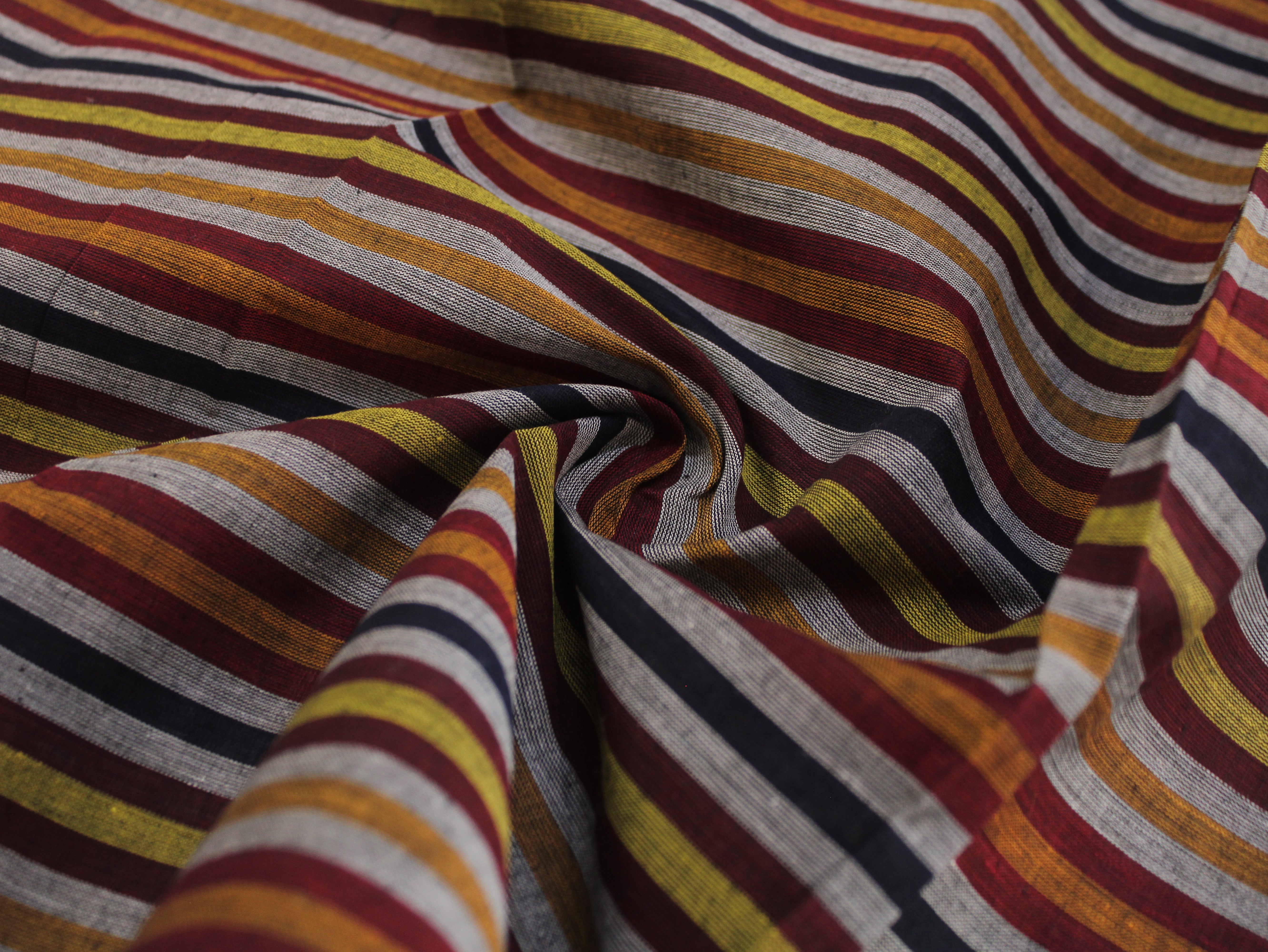 Pure Cotton Yarn-Dyed Handloom Stripe Fabric — Crimson Ochre