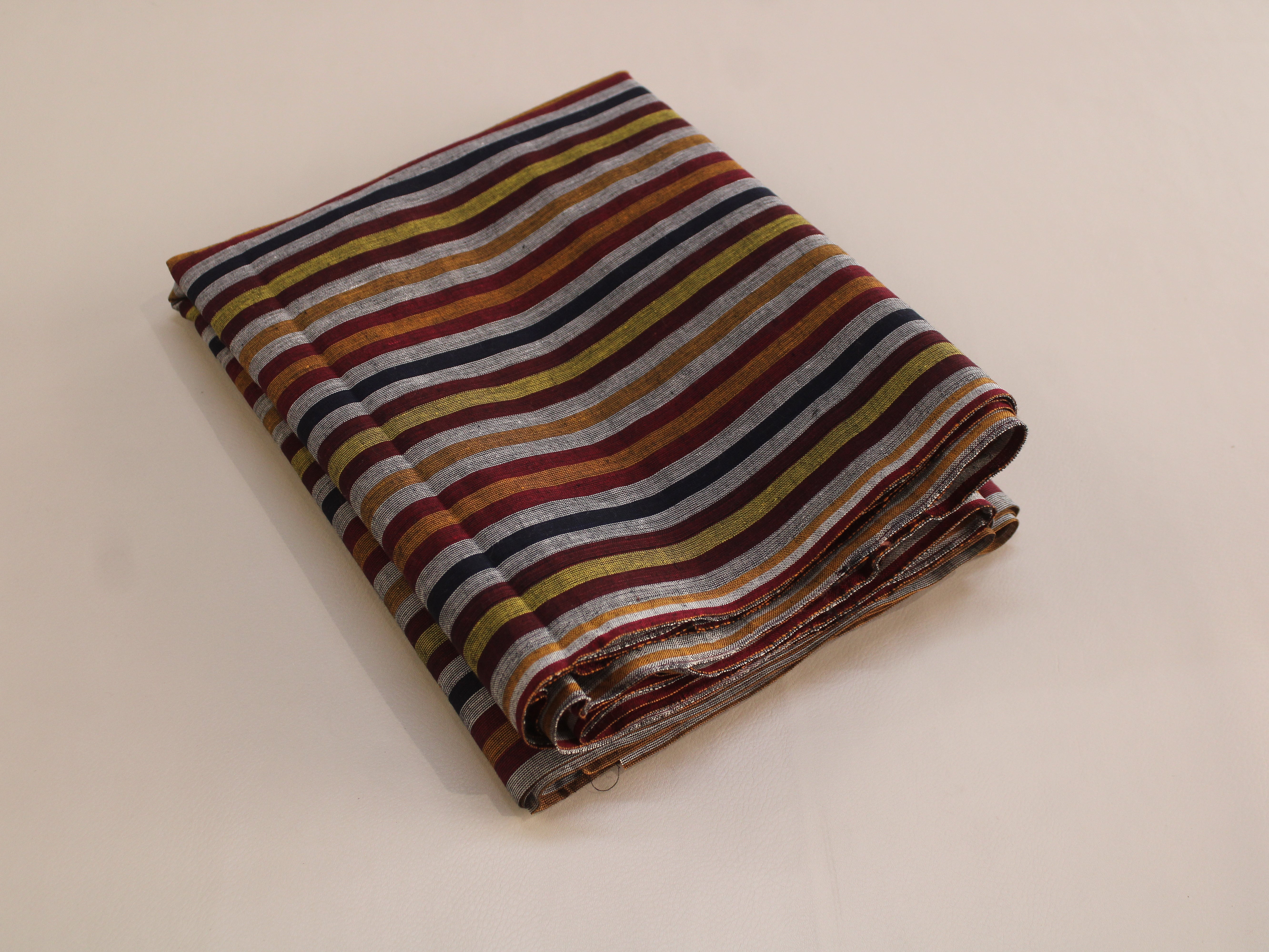 Pure Cotton Yarn-Dyed Handloom Stripe Fabric — Crimson Ochre