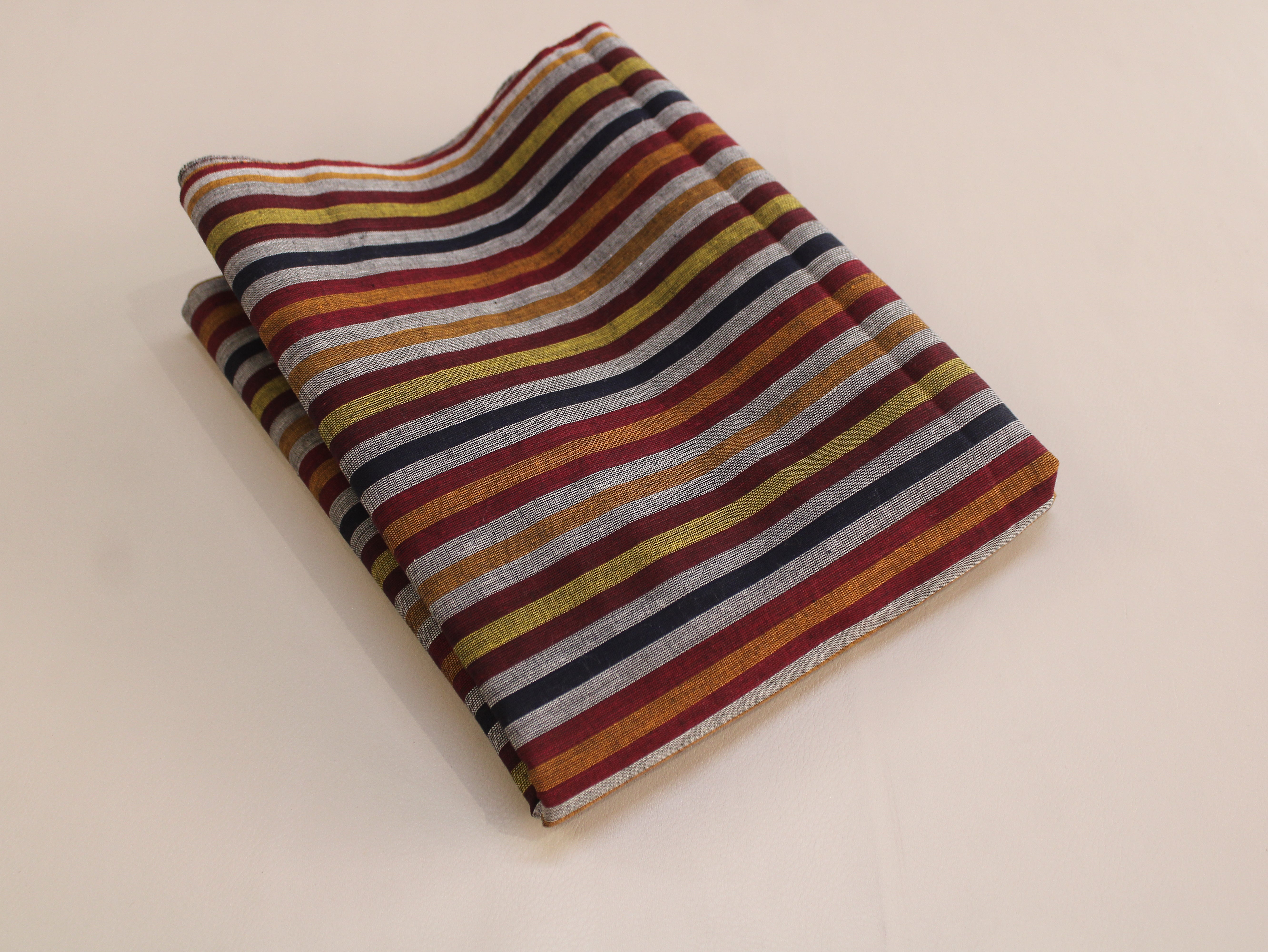 Pure Cotton Yarn-Dyed Handloom Stripe Fabric — Crimson Ochre