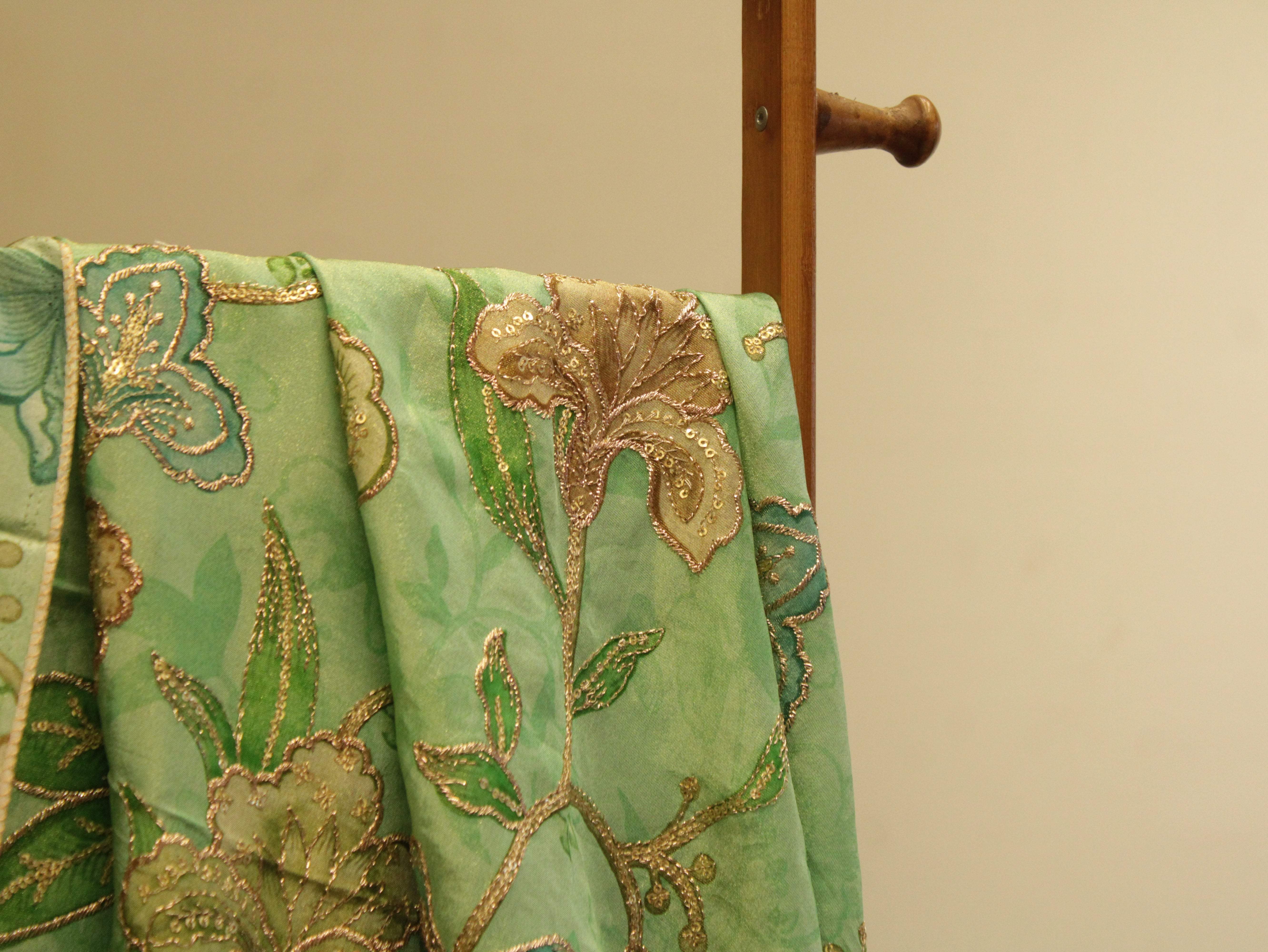 POSH : Digital Print with position work Tissue Fabric - Green - M'Foks