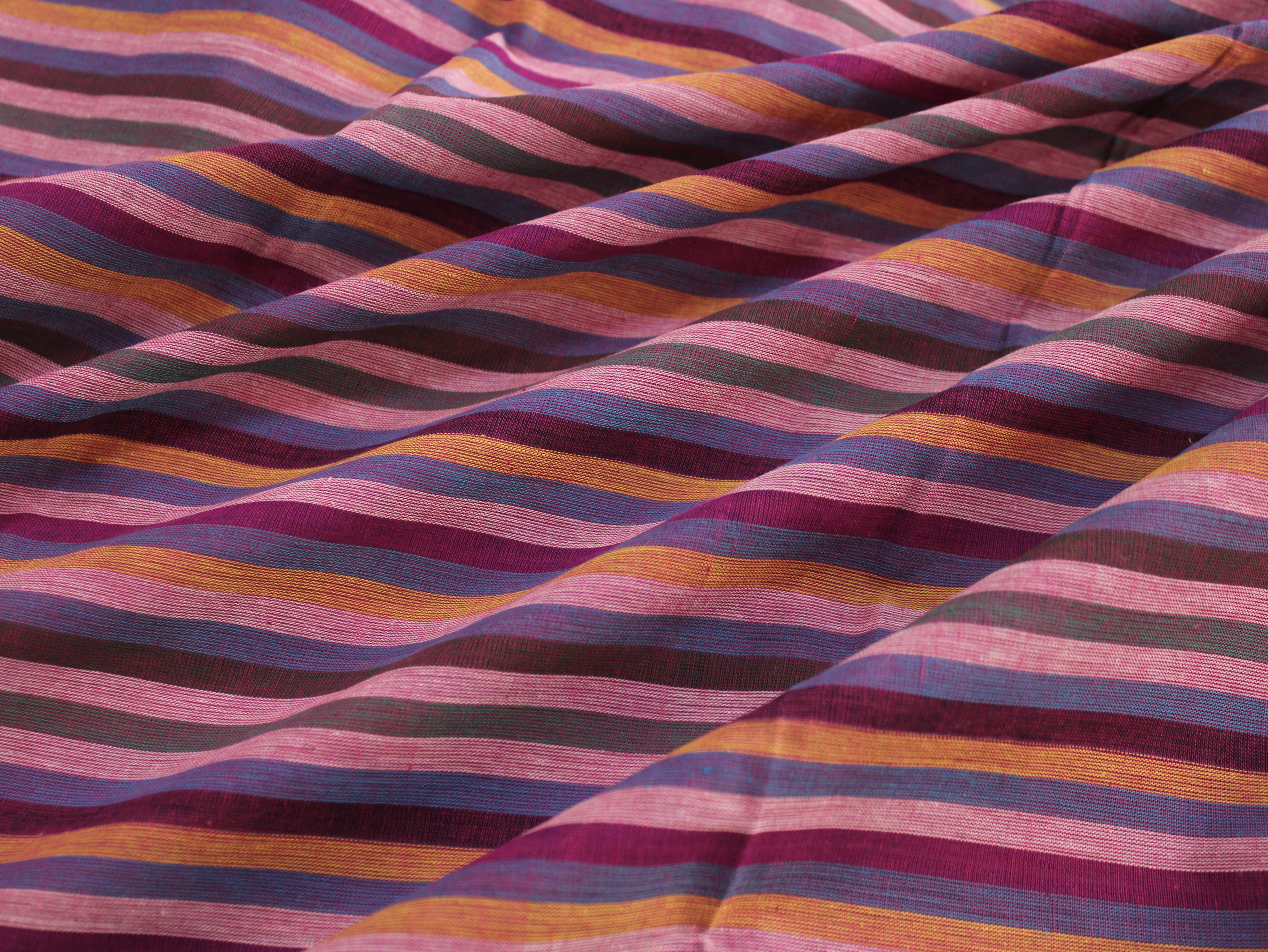 Pure Cotton Yarn-Dyed Handloom Multicolour Stripe Fabric — Berry Sunset