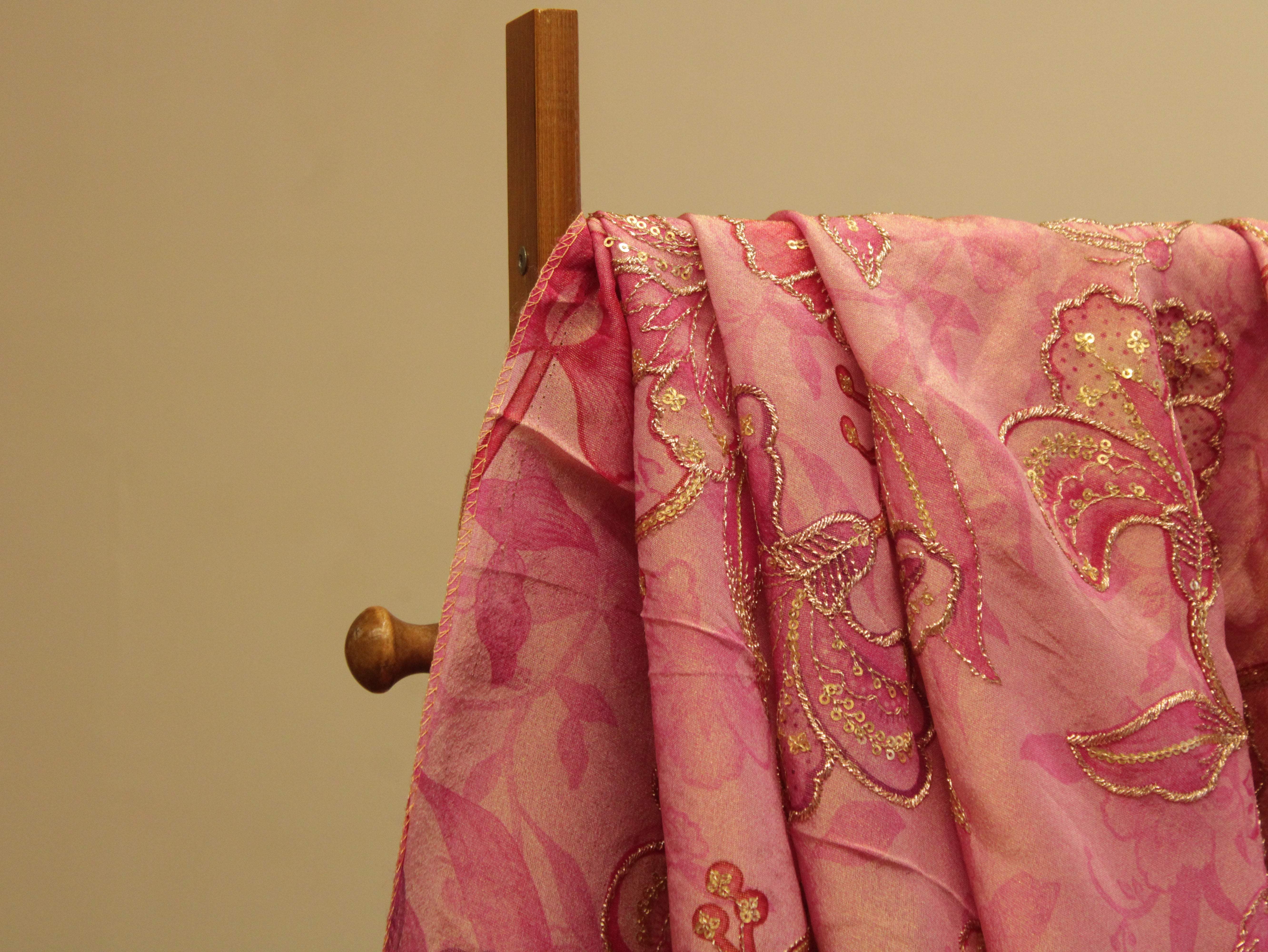 POSH : Digital Print with position work Tissue Fabric - Pink - M'Foks