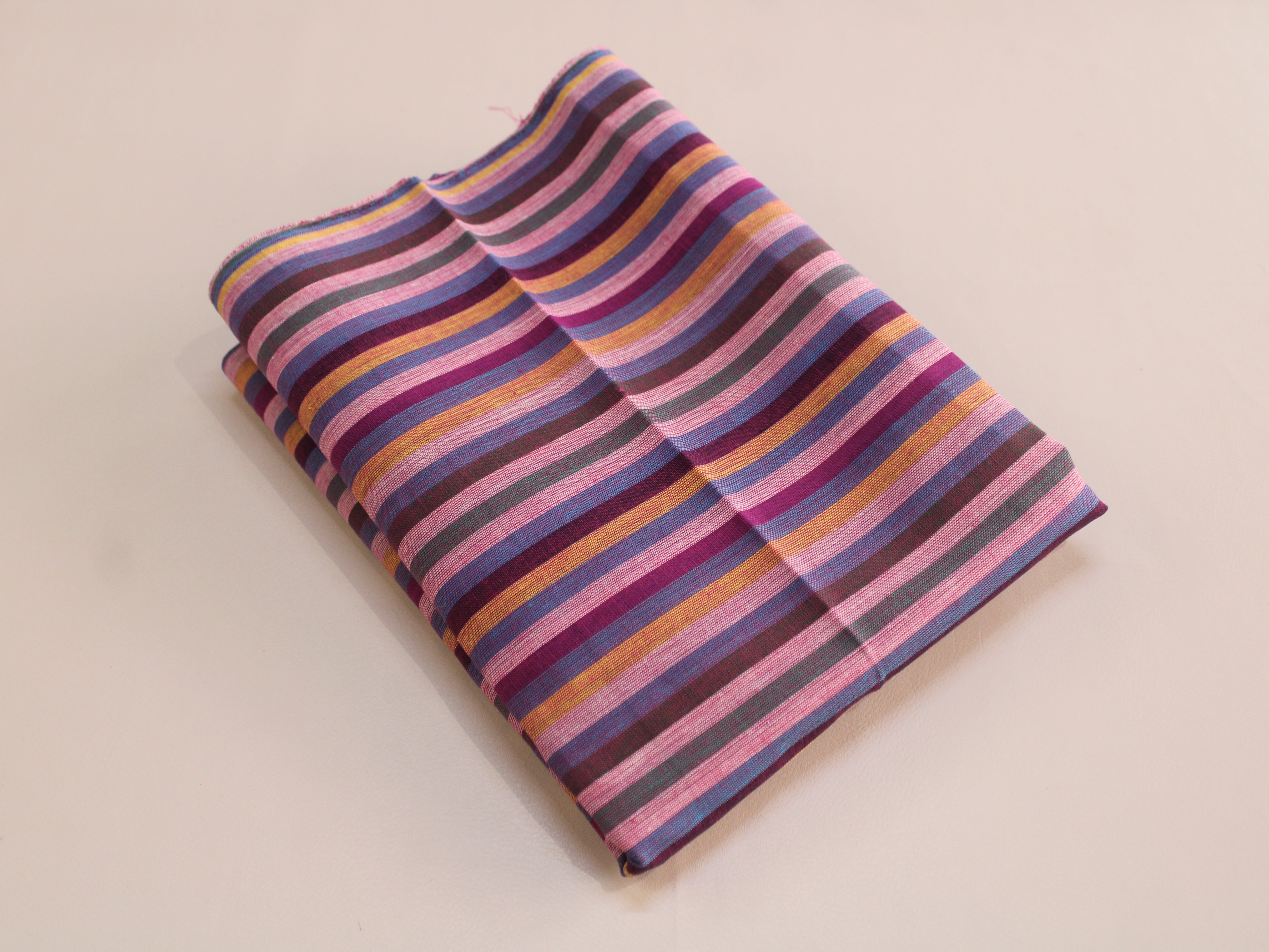 Pure Cotton Yarn-Dyed Handloom Multicolour Stripe Fabric — Berry Sunset
