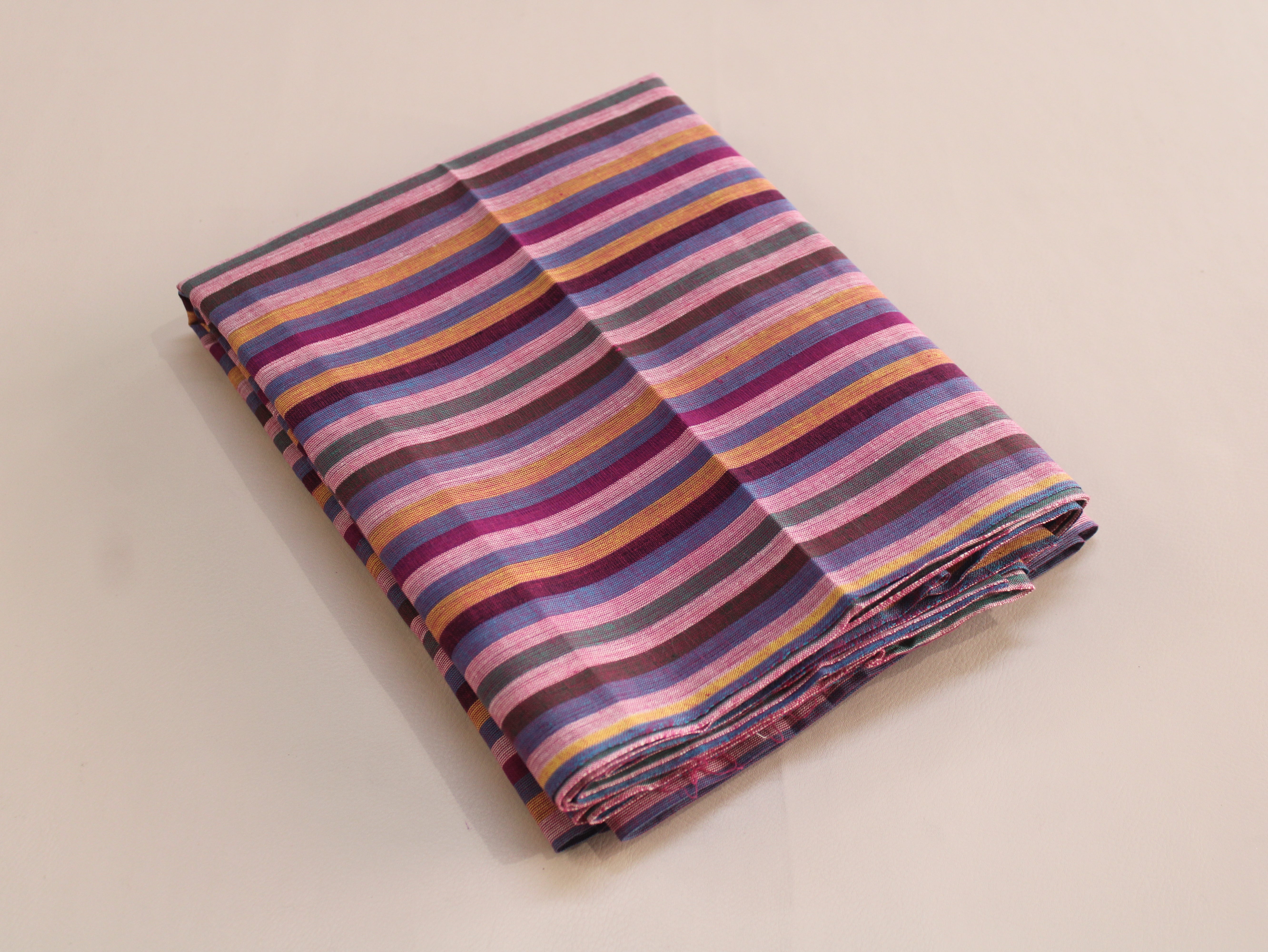 Pure Cotton Yarn-Dyed Handloom Multicolour Stripe Fabric — Berry Sunset