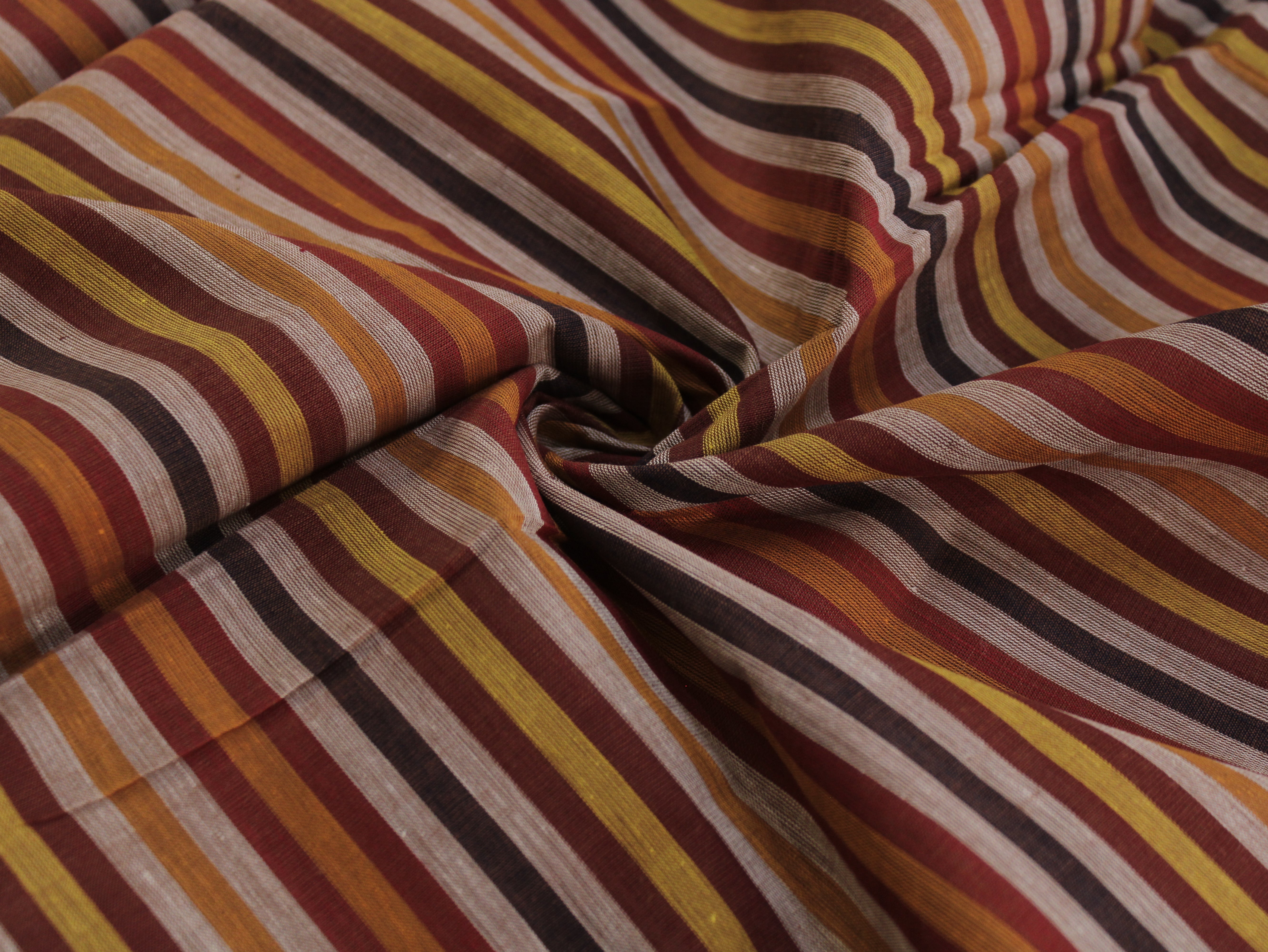 Pure Cotton Yarn-Dyed Handloom Multicolour Stripe Fabric — Crimson Harvest