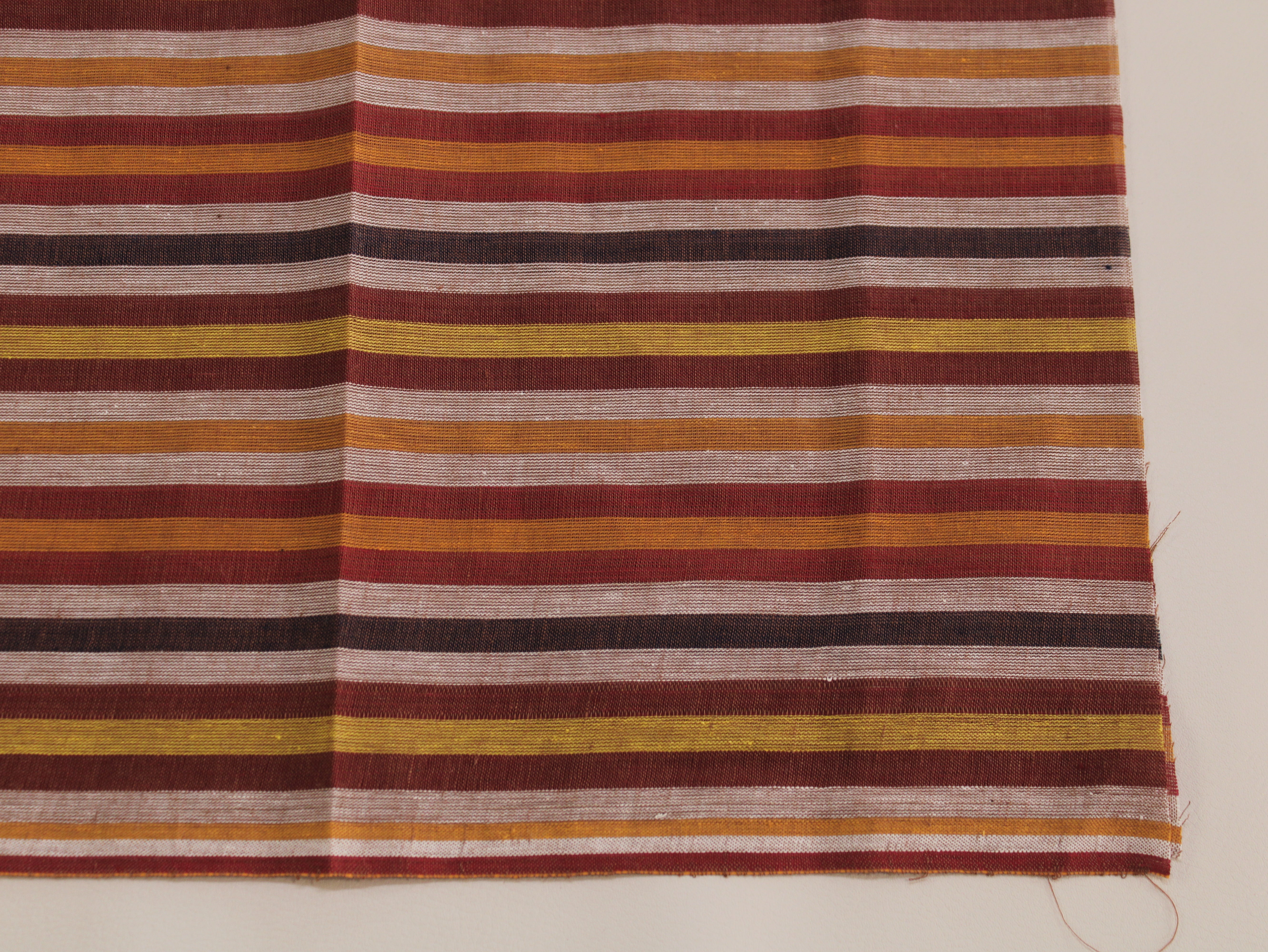 Pure Cotton Yarn-Dyed Handloom Multicolour Stripe Fabric — Crimson Harvest