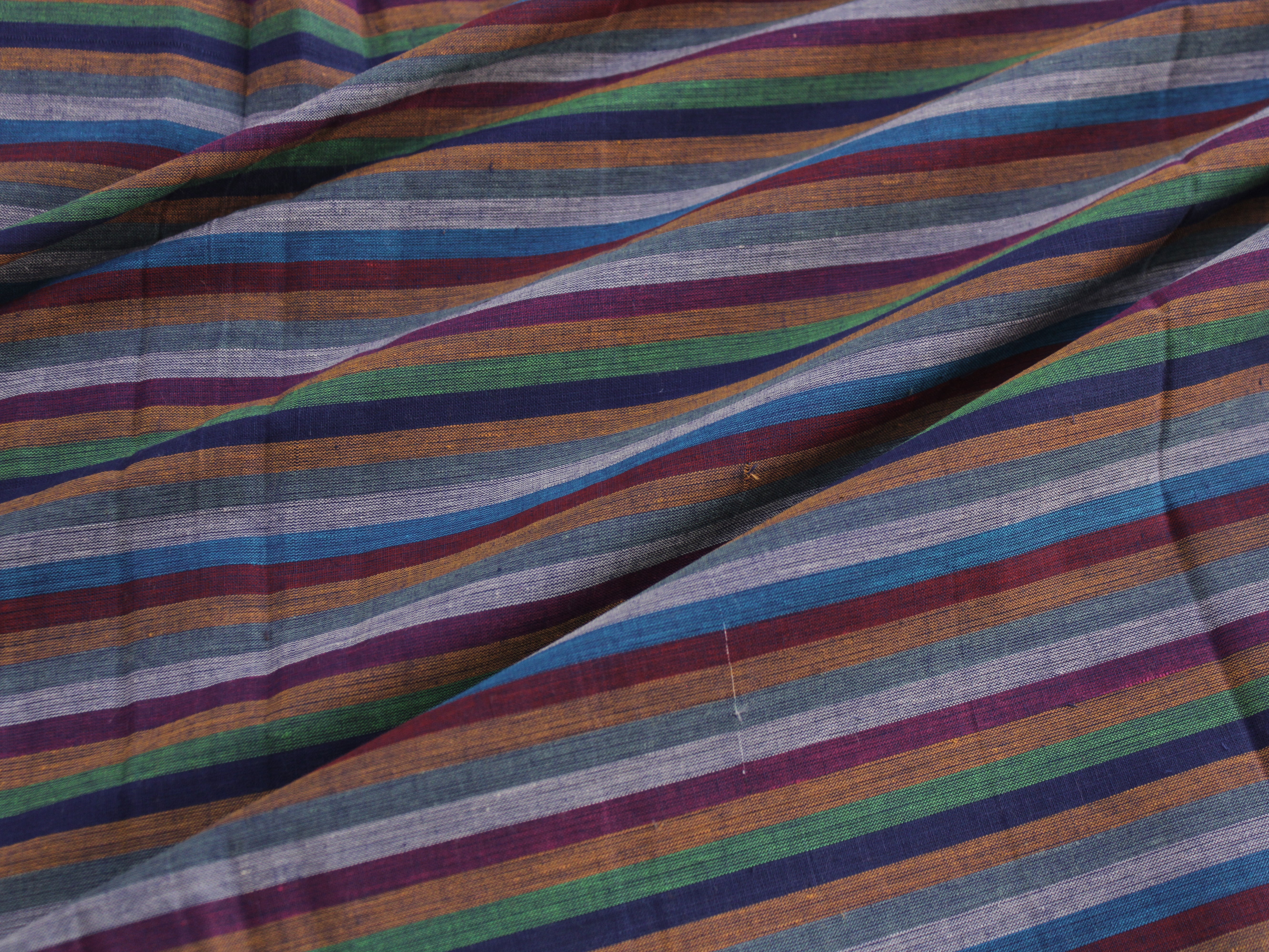 Pure Cotton Yarn-Dyed Handloom Multicolour Stripe Fabric — Indigo Twilight