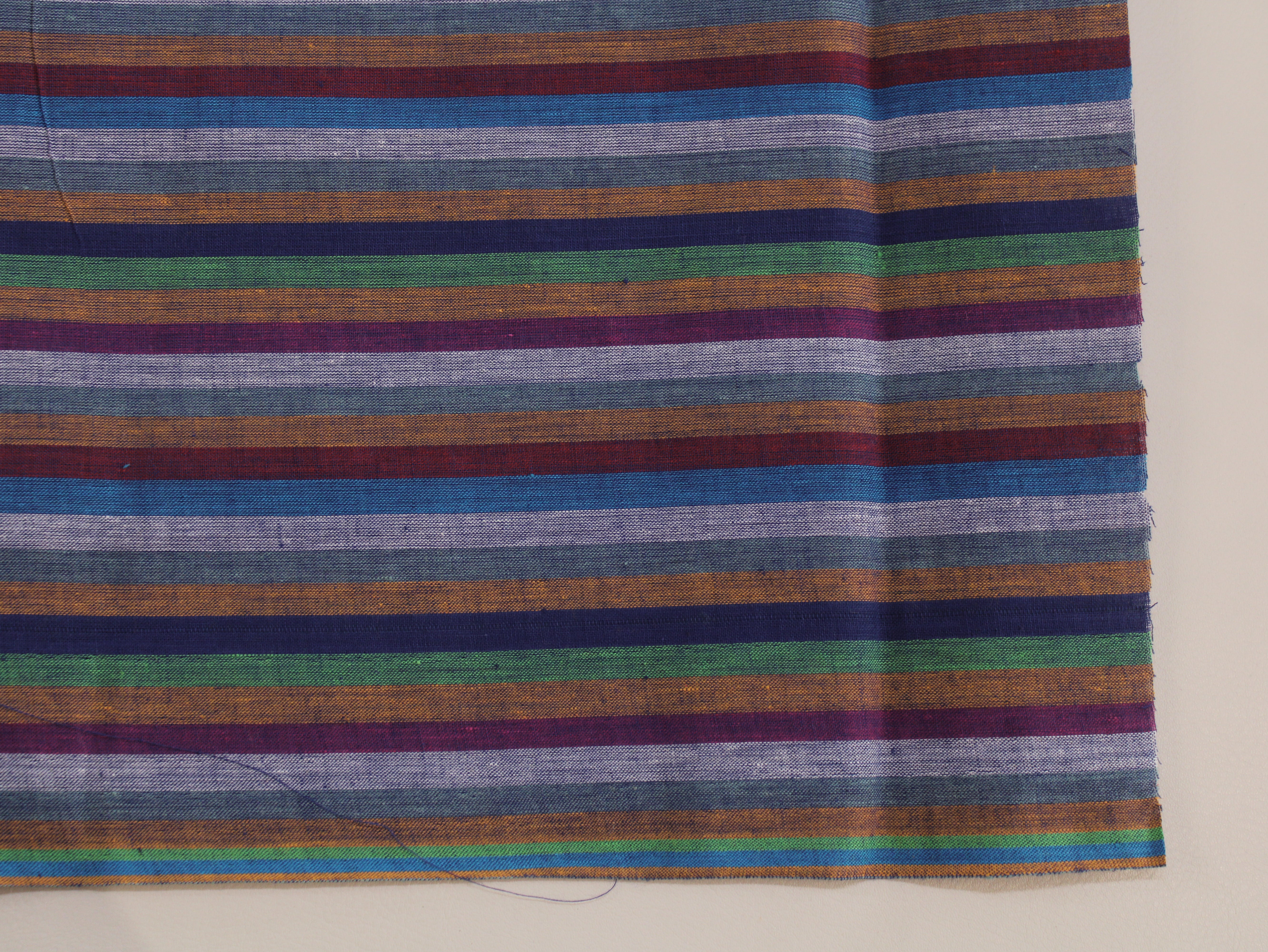 Pure Cotton Yarn-Dyed Handloom Multicolour Stripe Fabric — Indigo Twilight